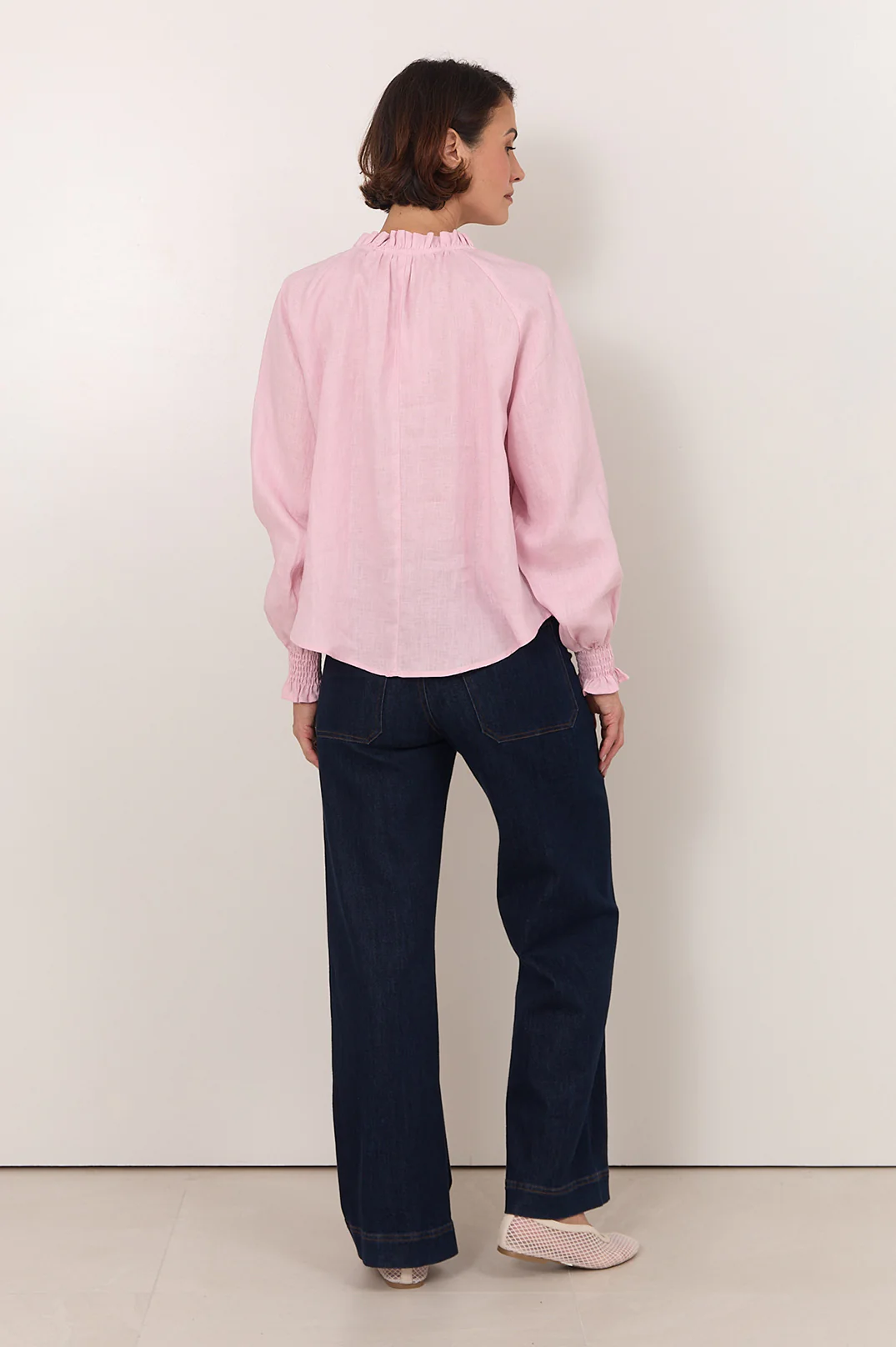 Adelaide Long Sleeve Linen Top (Pink) - Image 4