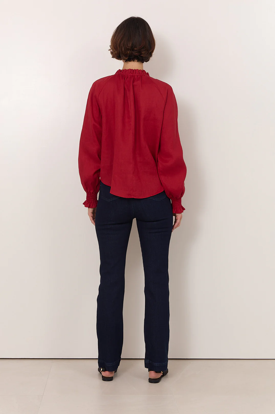 Adelaide Long Sleeve Linen Top (Red) - Image 4