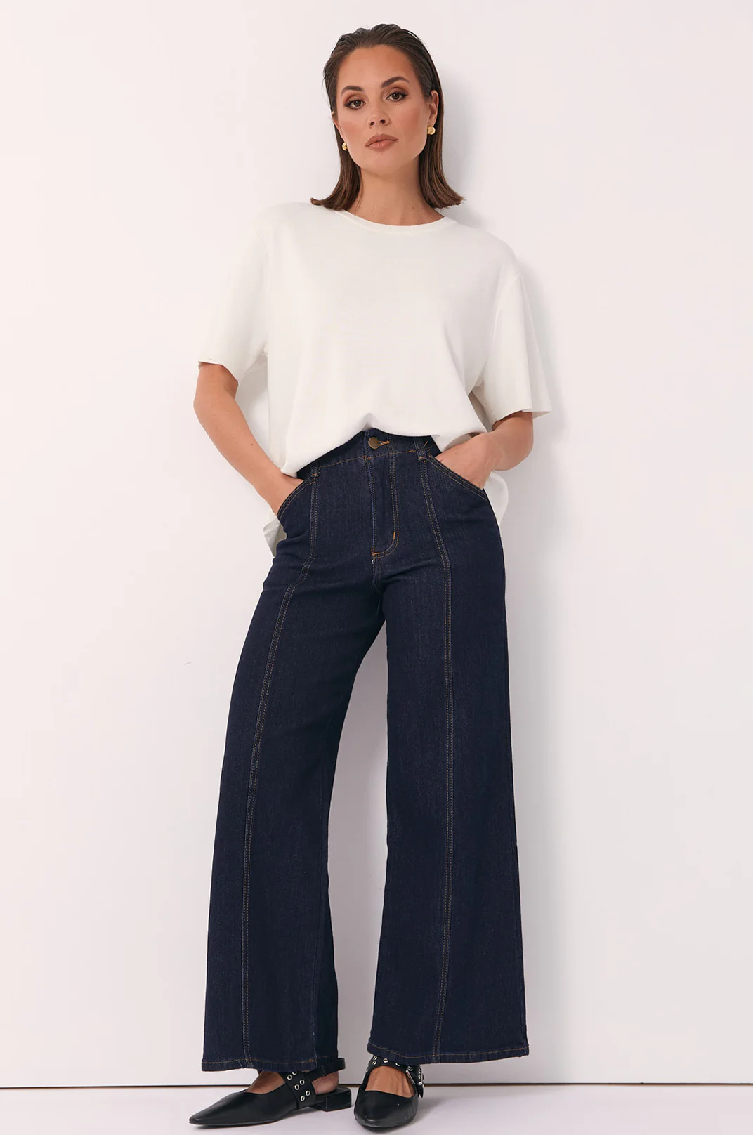 Adele Wide Leg Jean (Dark Denim) - Image 4