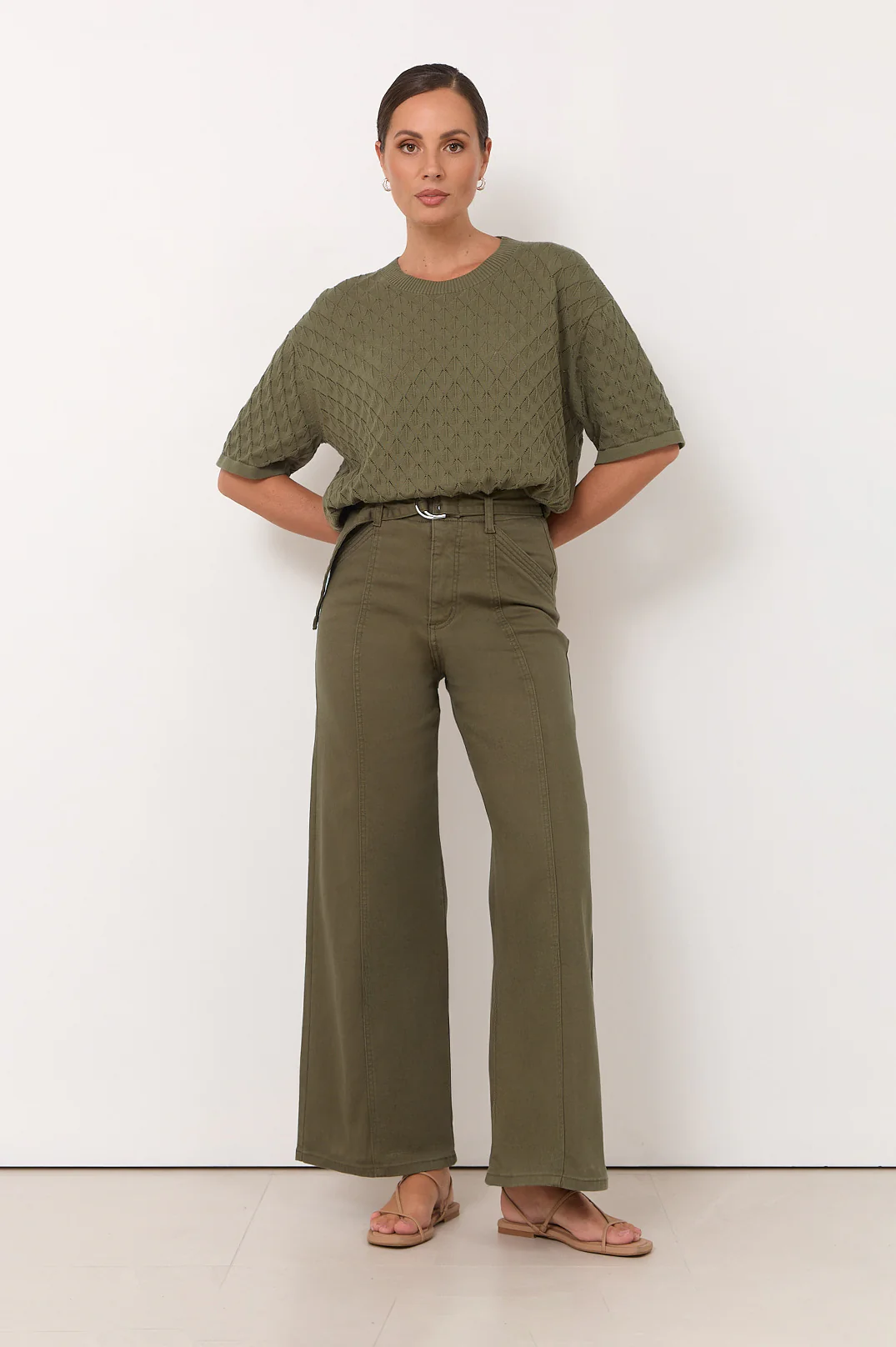 Adele Wide Leg Jean (Khaki) - Image 3