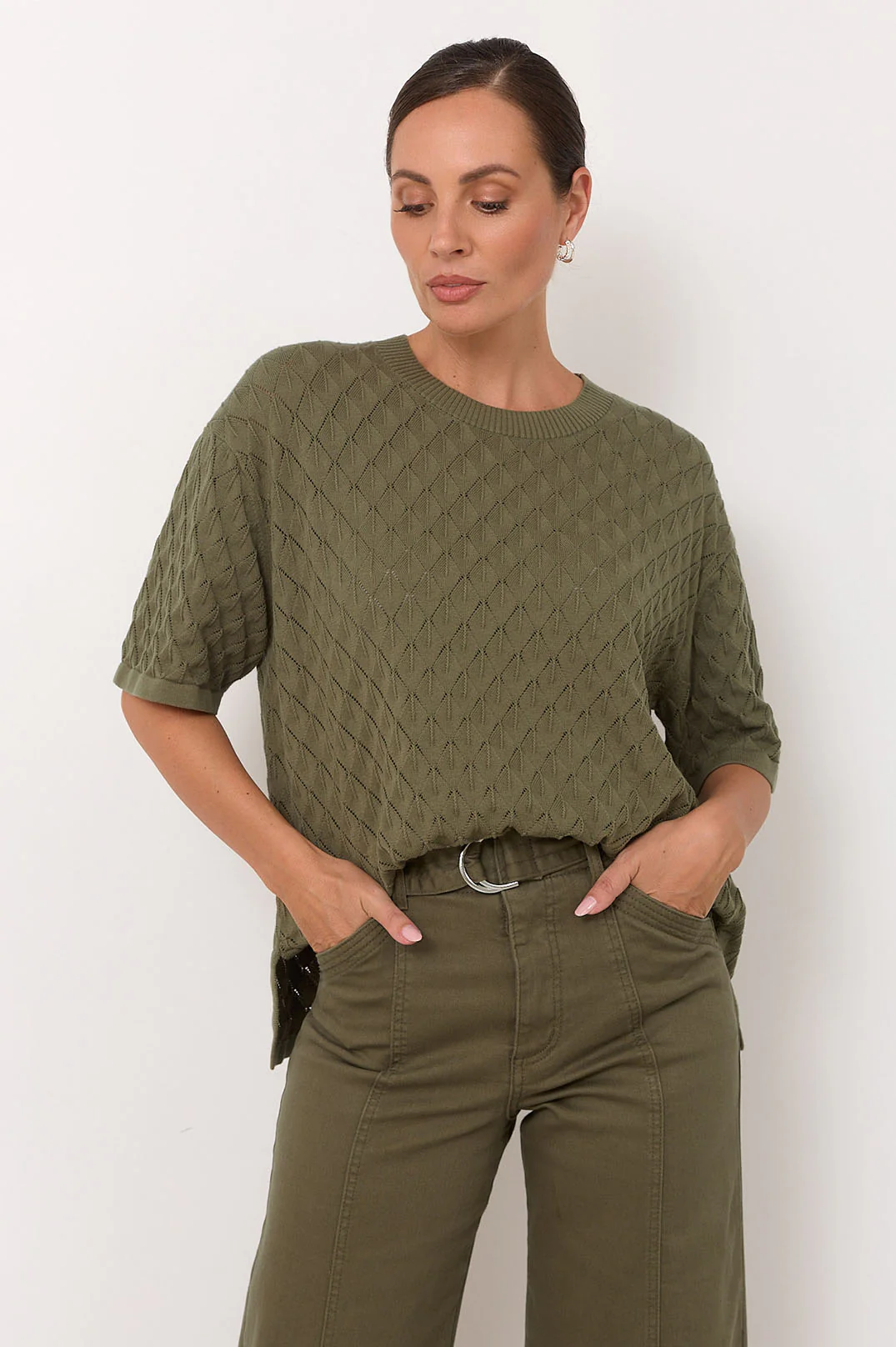 Adele Wide Leg Jean (Khaki) - Image 4
