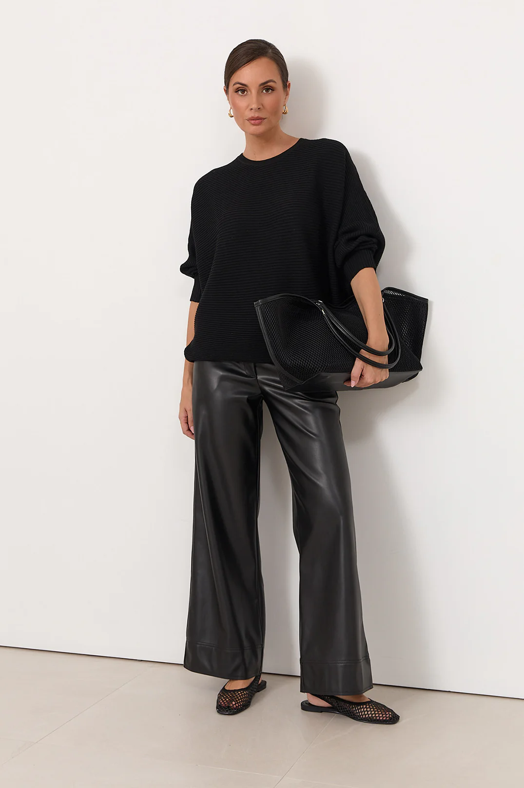 Agatha Faux Leather Pant (Black) - Image 3