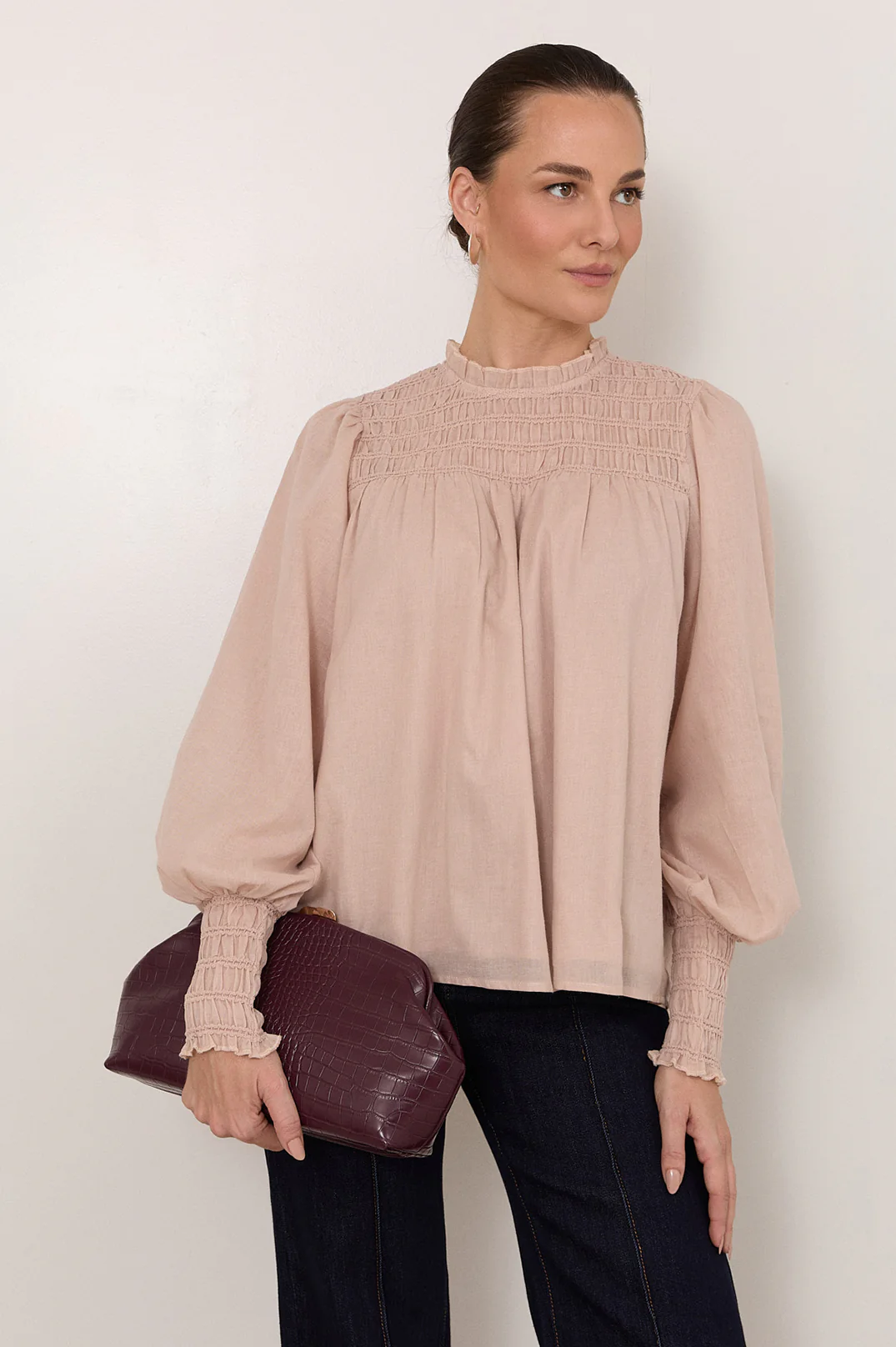 Archer Croc Clip Top Event Clutch (Wine) - Image 2