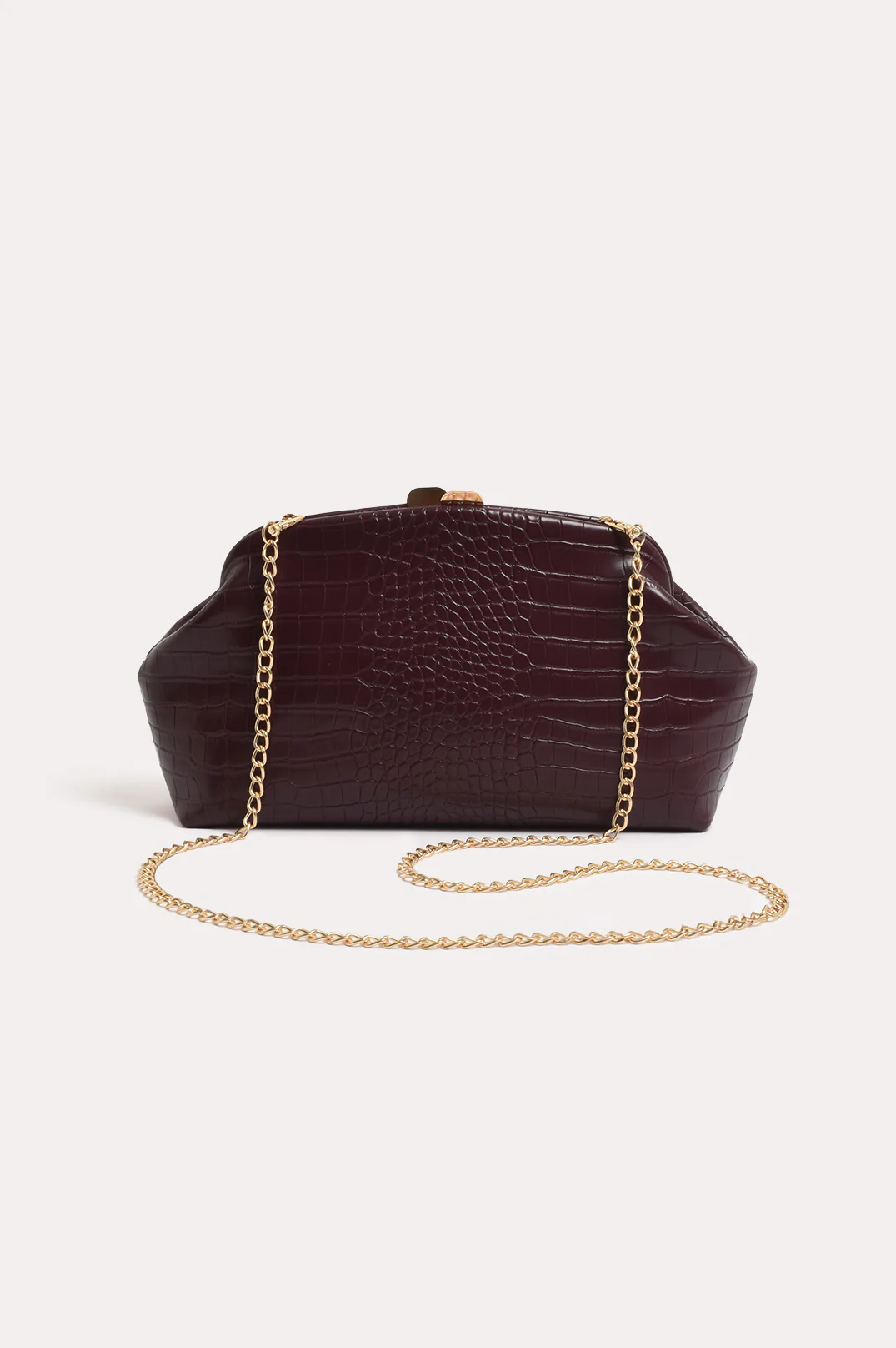 Archer Croc Clip Top Event Clutch (Wine) - Image 3