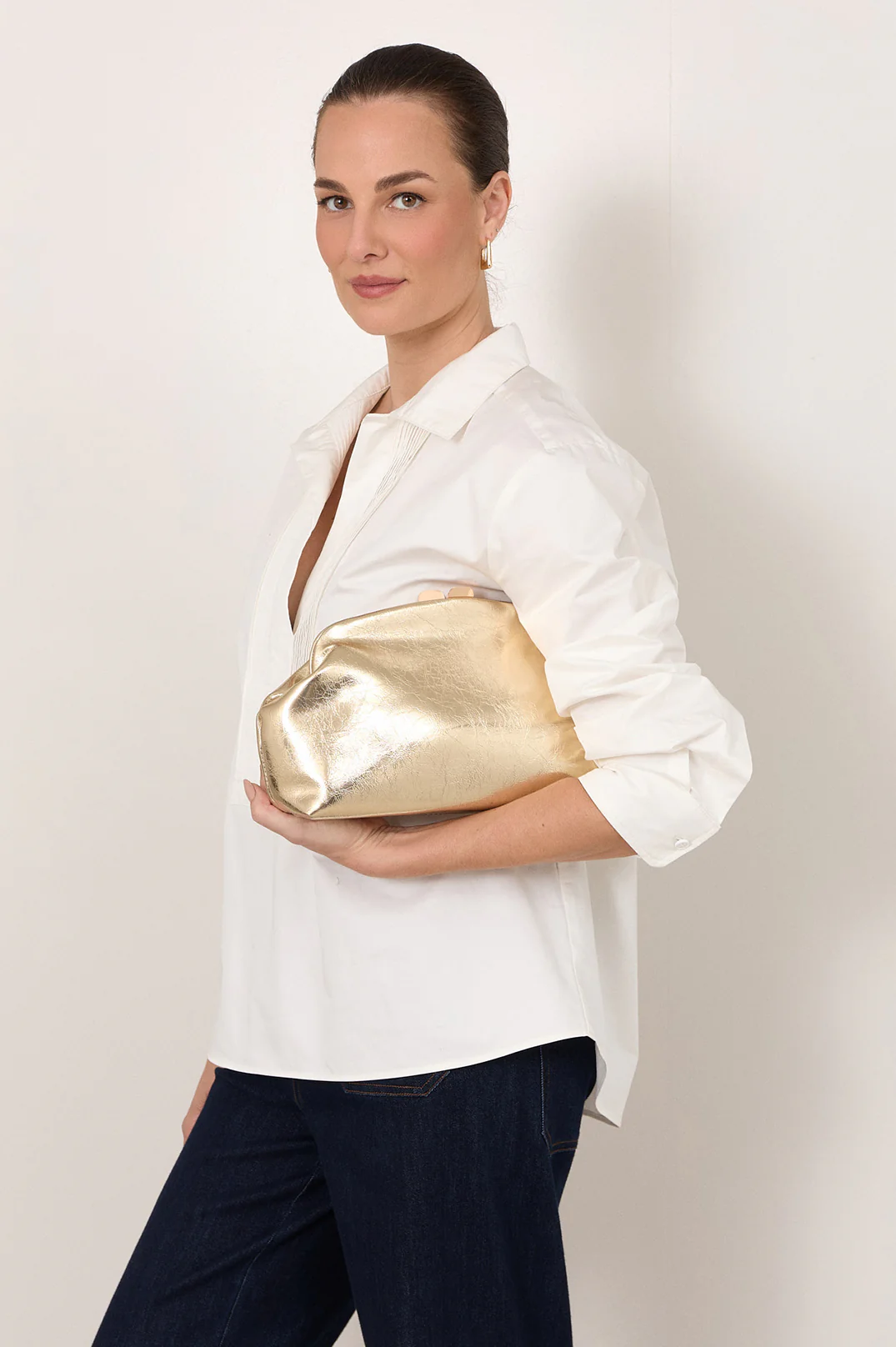 Archer Metallic Clip Top Event Clutch (Gold) - Image 2