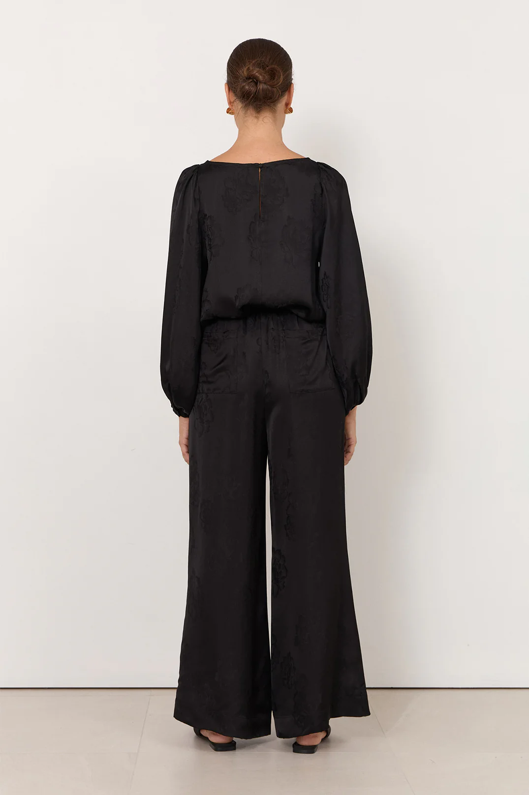 Asani Brocade Wide Leg Pant (Black) - Image 4