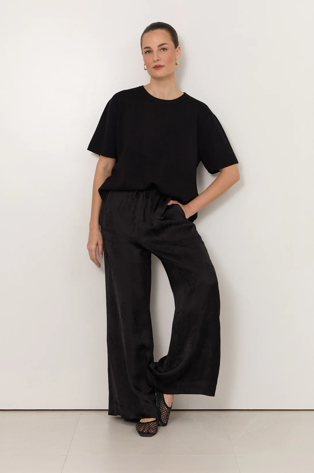 Asani Brocade Wide Leg Pant (Black) - Image 5
