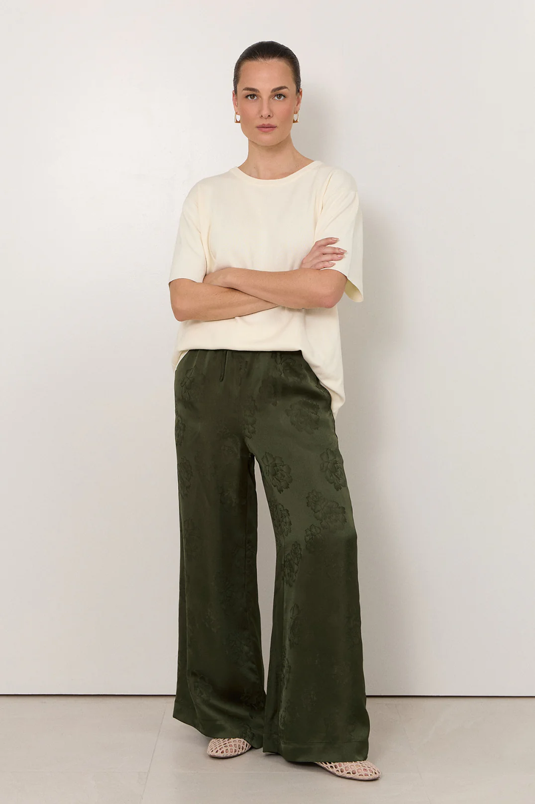 Asani Brocade Wide Leg Pant (Green)