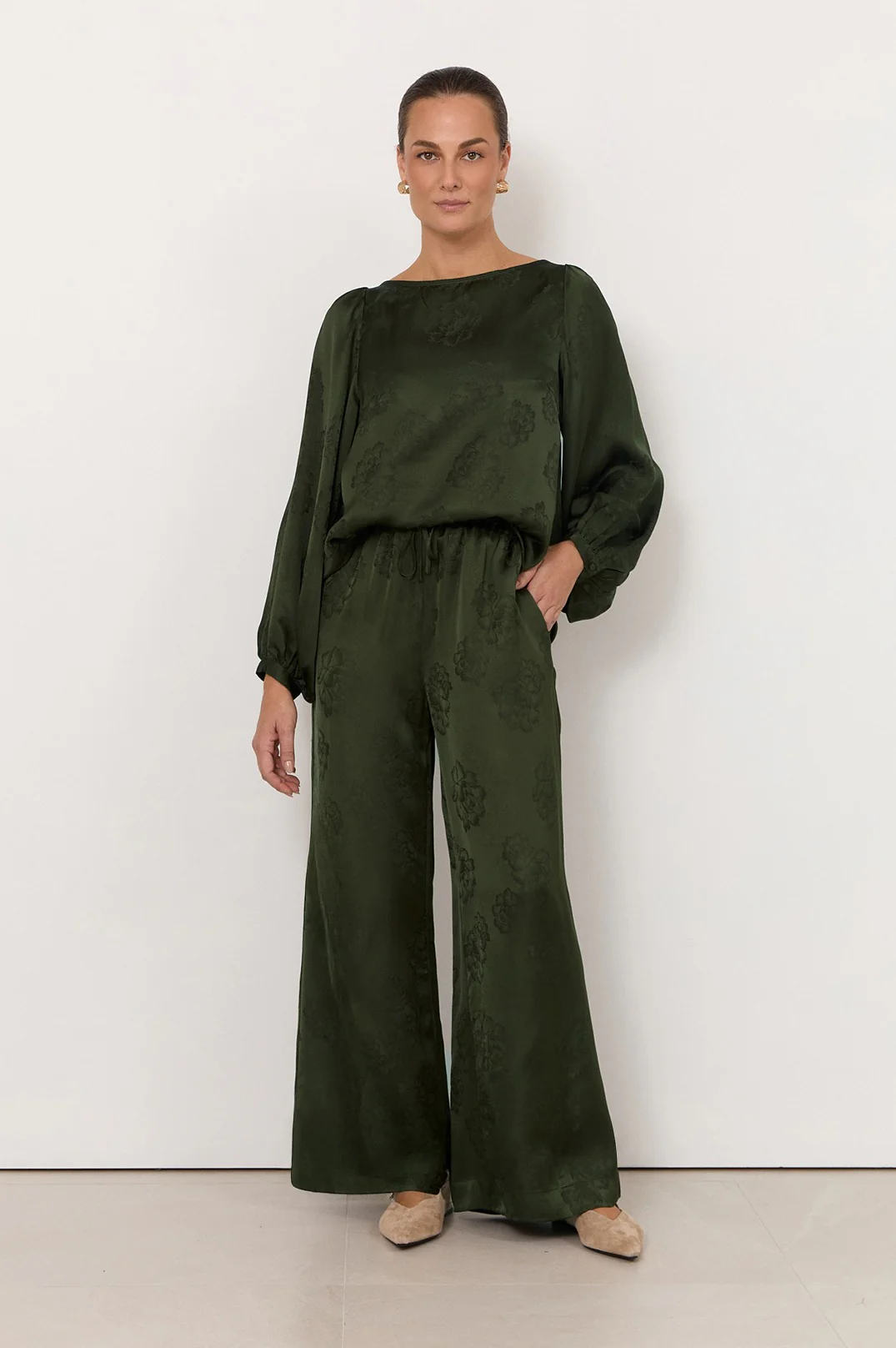 Asani Brocade Wide Leg Pant (Green) - Image 4