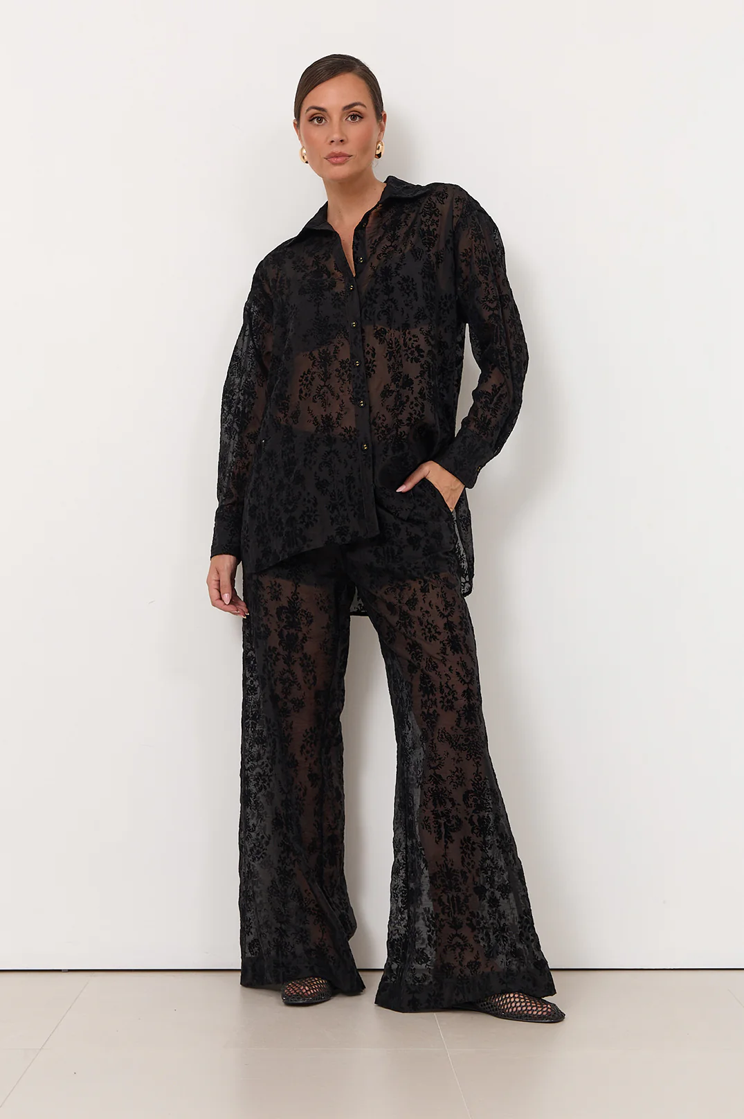 Asani Burnout Wide Leg Pant (Black) - Image 4