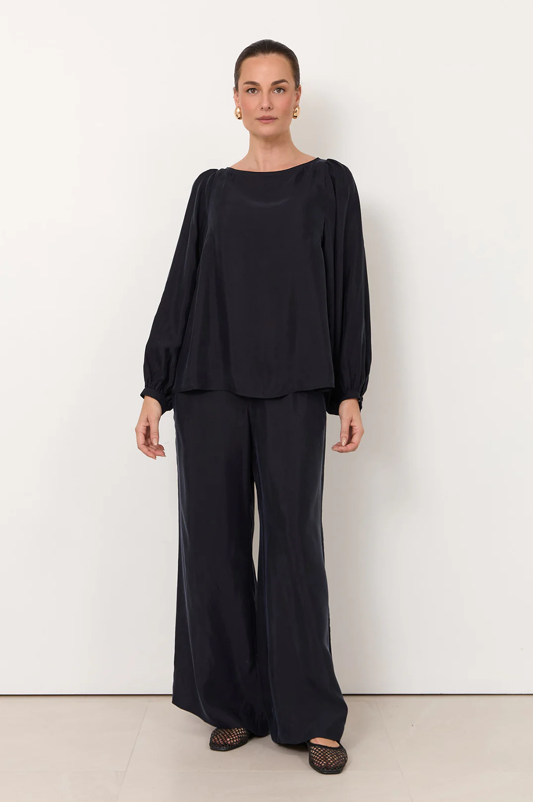 Asani Cupro Wide Leg Pant (Navy) - Image 3