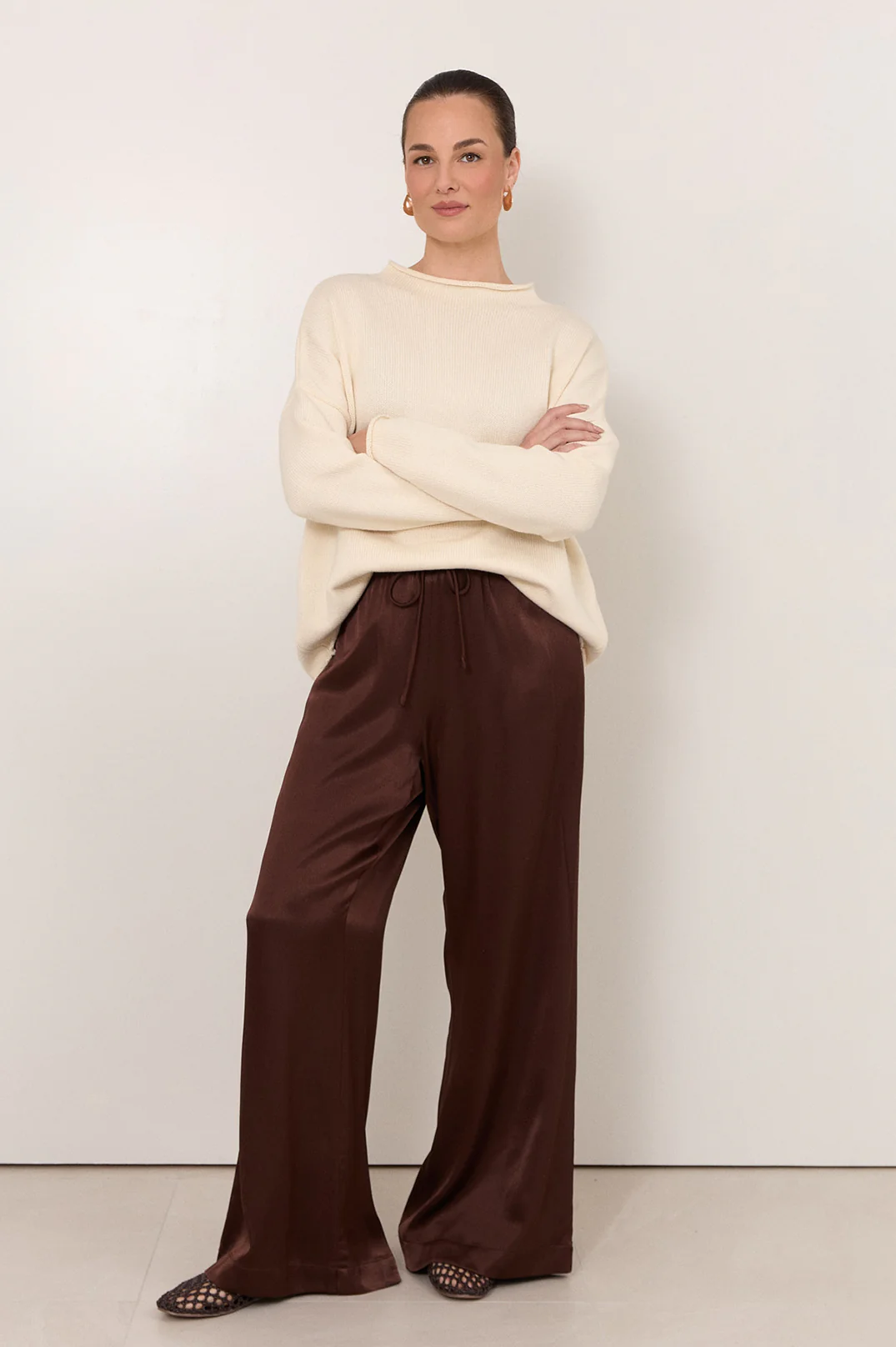 Asani Satin Wide Leg Pant (Chocolate) - Image 3
