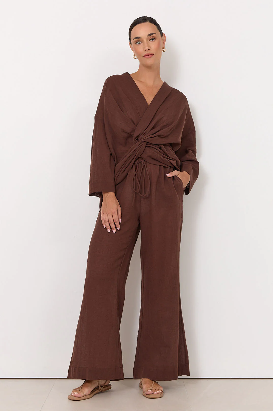 Asani Lightweight Wide Leg Pant (Chocolate) - Image 3