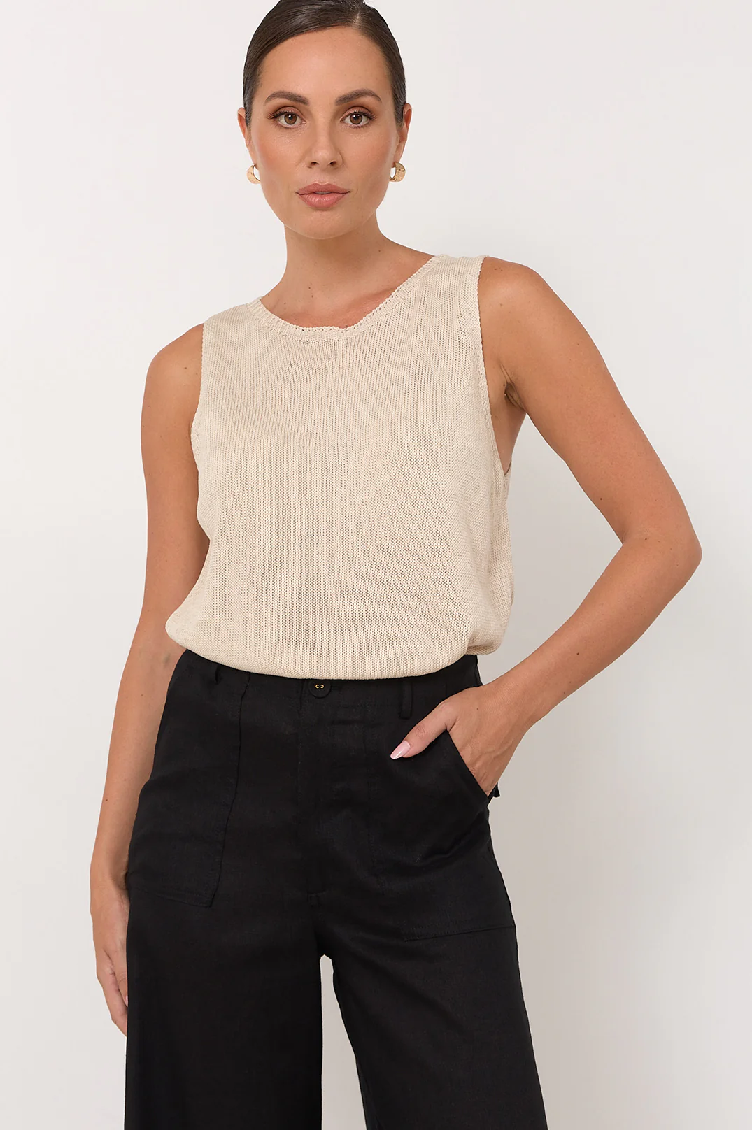 Avalon Wide Leg Linen Pant (Black) - Image 4