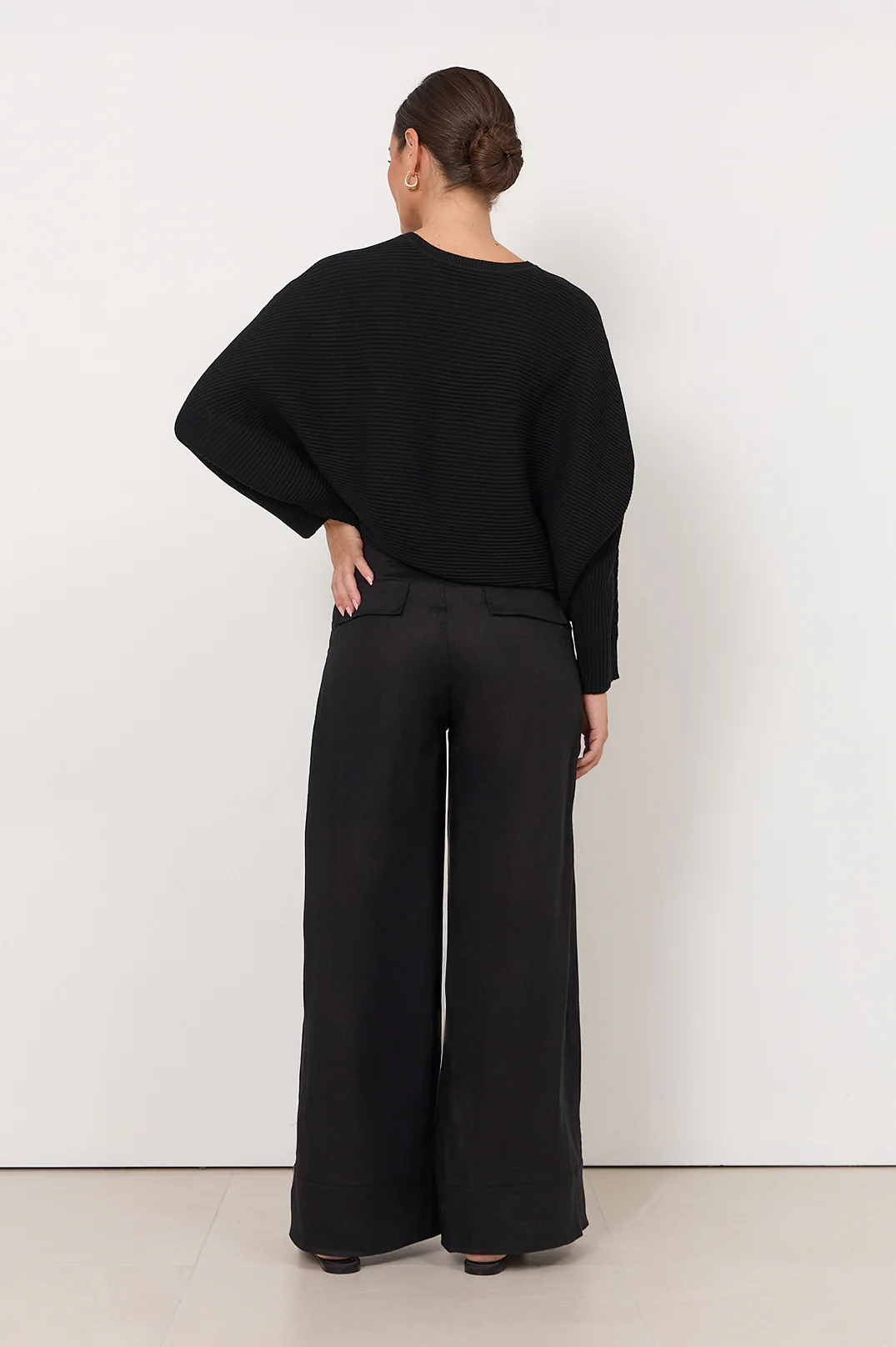 Avalon Wide Leg Linen Pant (Black) - Image 5
