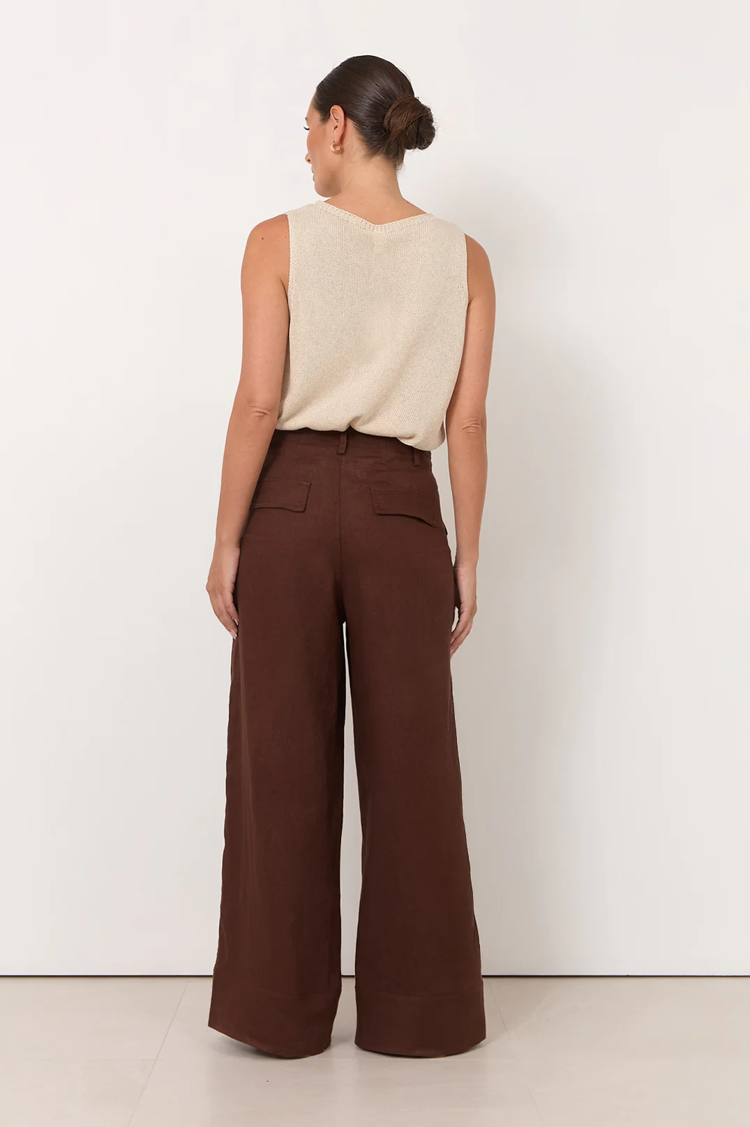 Avalon Wide Leg Linen Pant (Chocolate) - Image 6