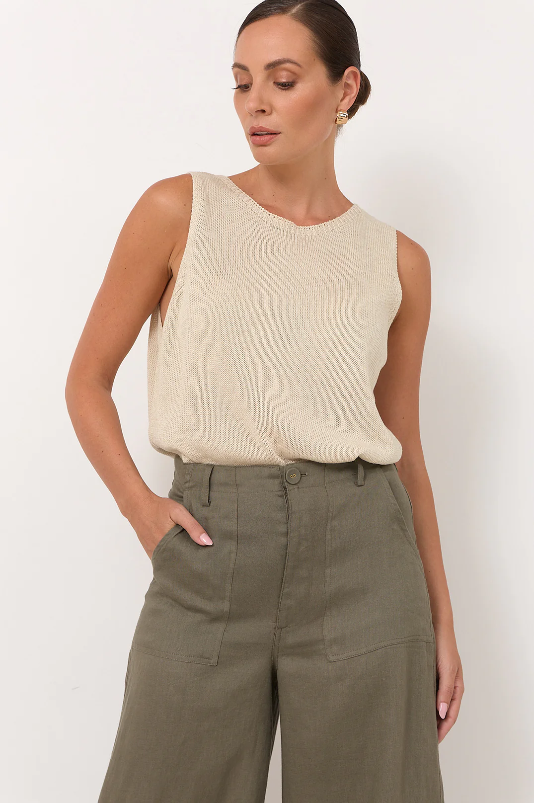 Avalon Wide Leg Linen Pant (Khaki) - Image 4