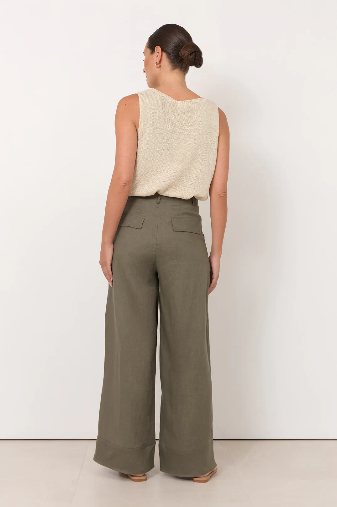 Avalon Wide Leg Linen Pant (Khaki) - Image 5