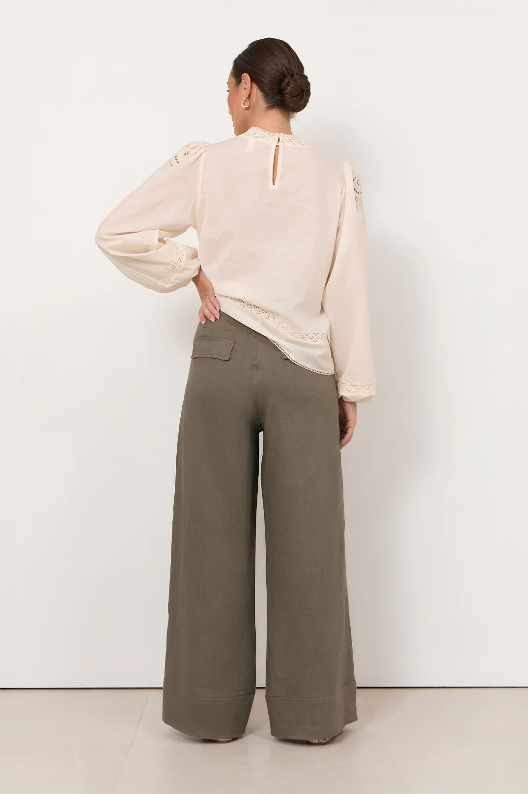 Avalon Wide Leg Linen Pant (Khaki) - Image 6