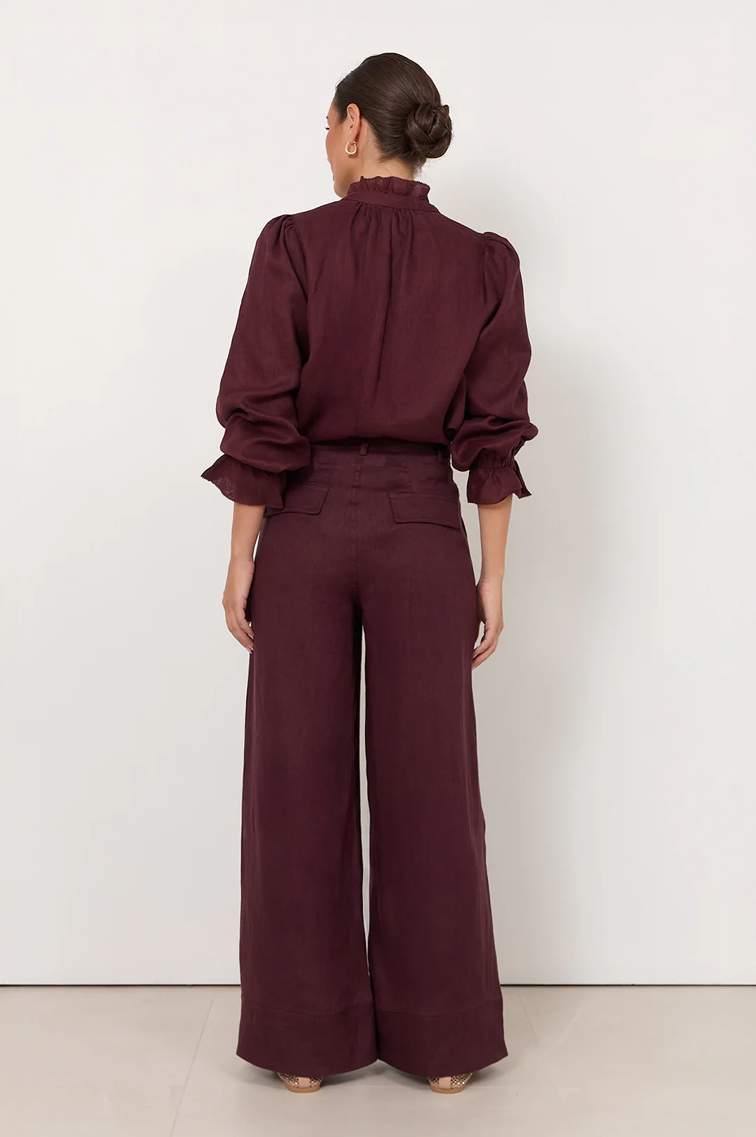 Avalon Wide Leg Linen Pant (Plum) - Image 4
