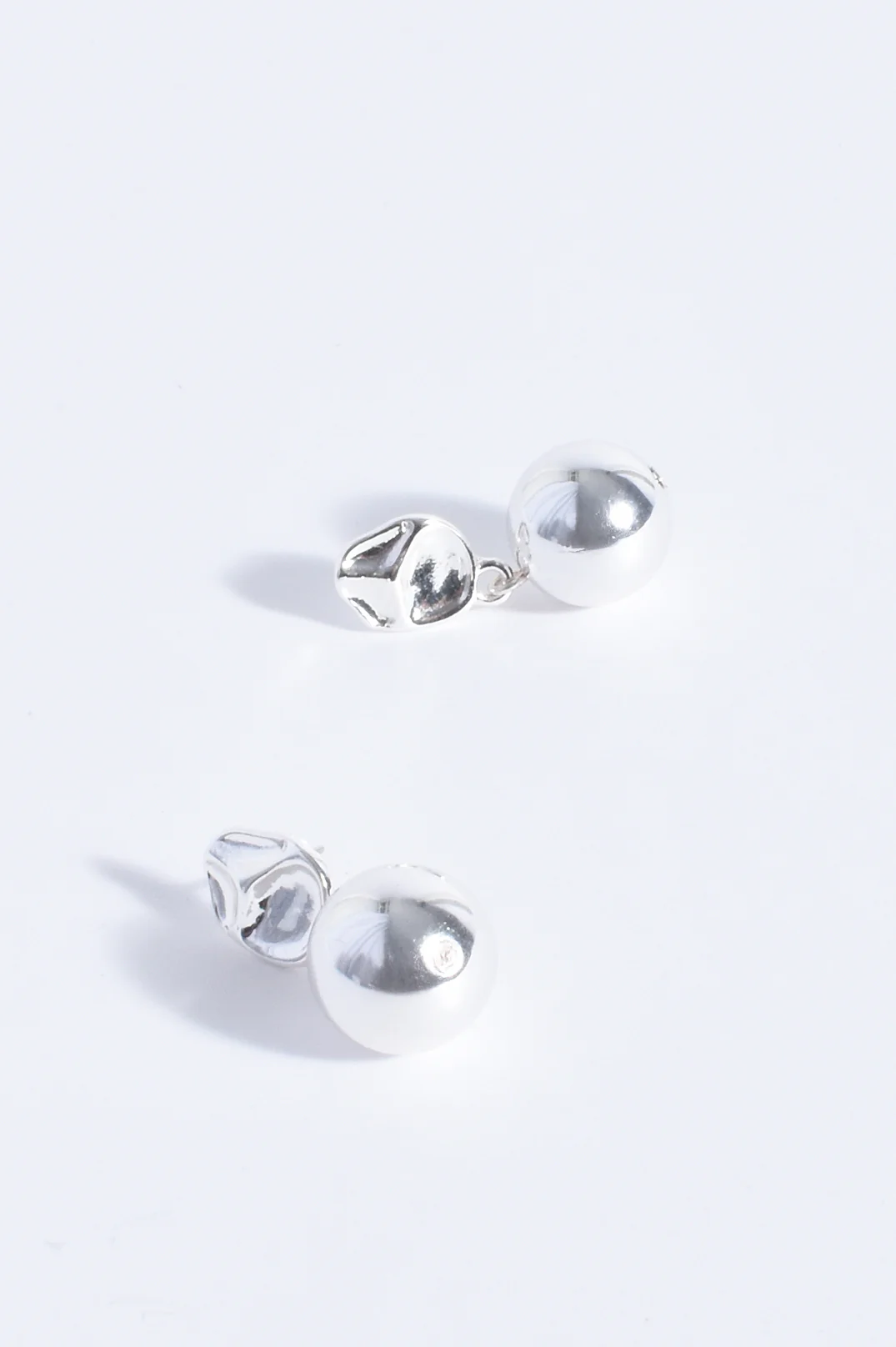 Ball Drop Organic Top Earrings (Silver) - Image 2
