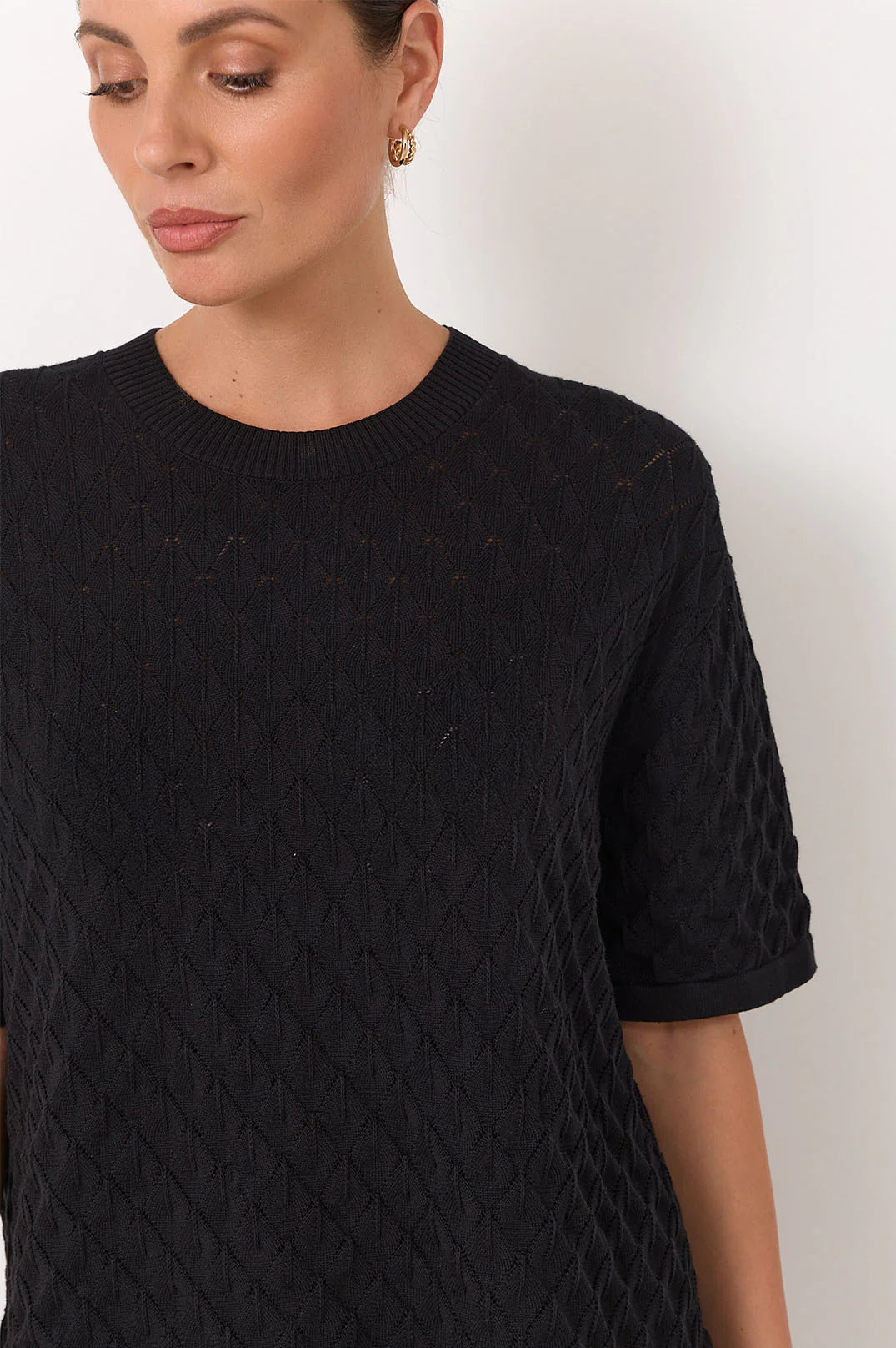 Bethany Textured Knit Top (Black) - Image 3
