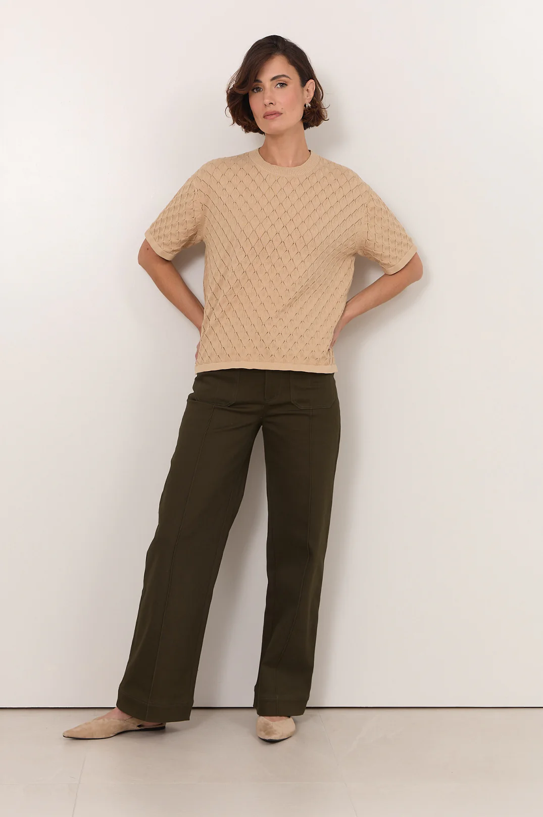 Bethany Textured Knit Top (Camel) - Image 2