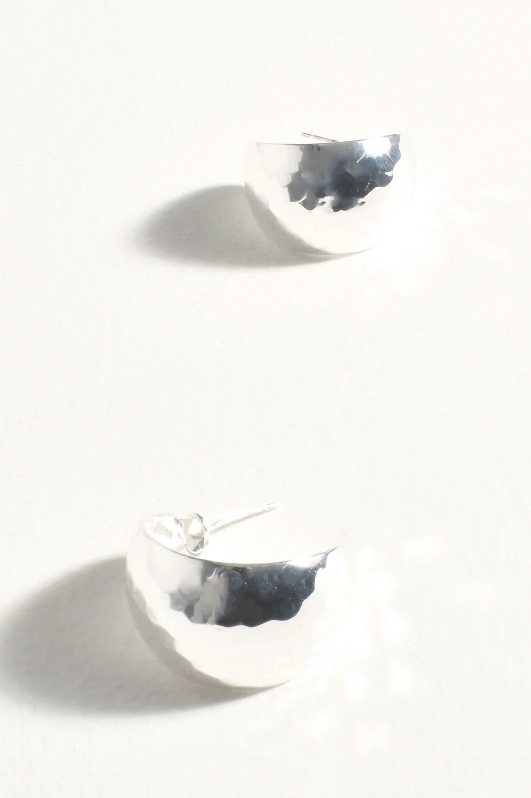 Bevelled Mini Curved Hoops (Silver) - Image 2