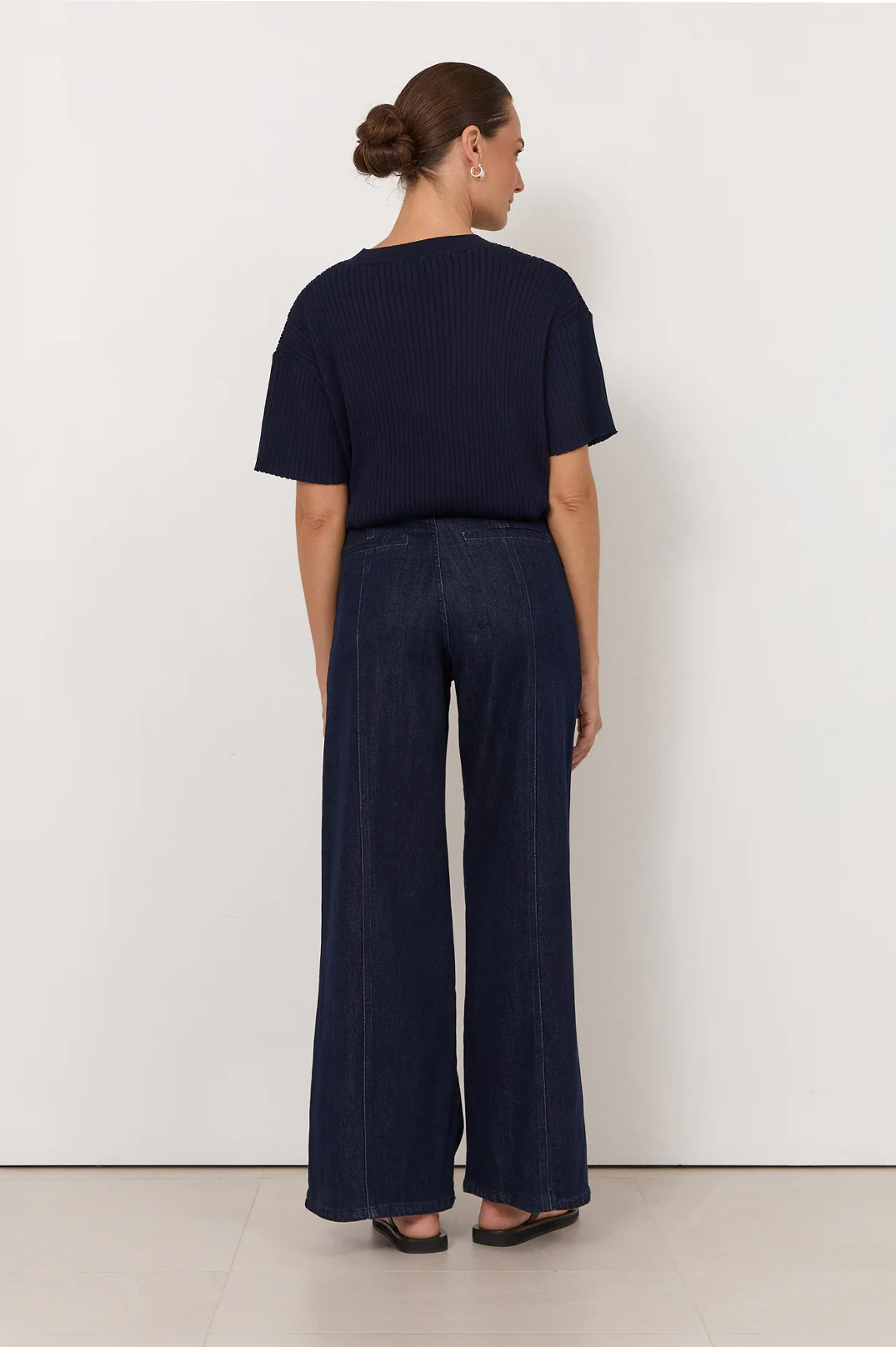 Brody Wide Leg Lazer Print Jean (Dark Denim) - Image 5