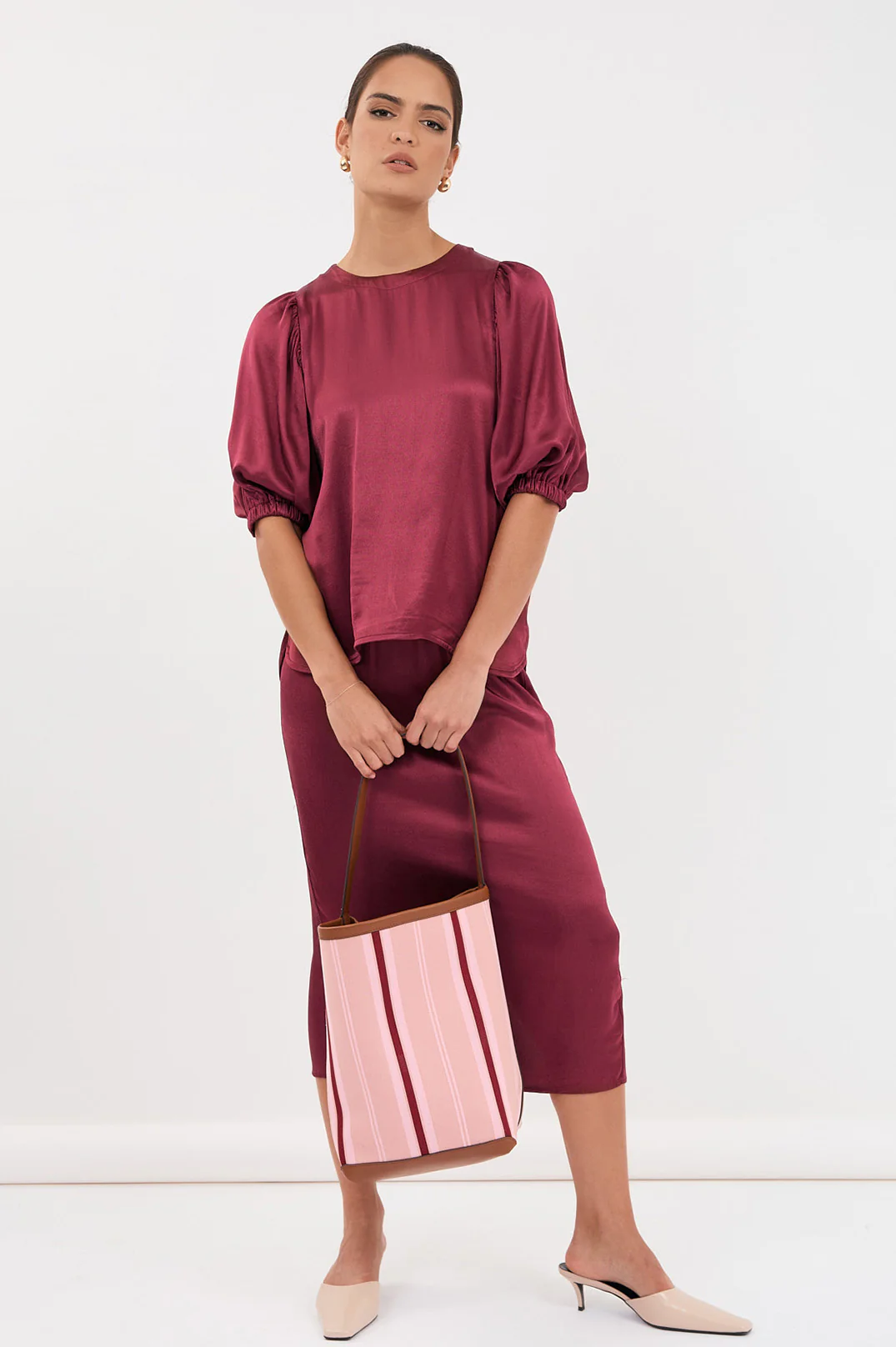 Brook Satin Skirt (Burgundy) - Image 3