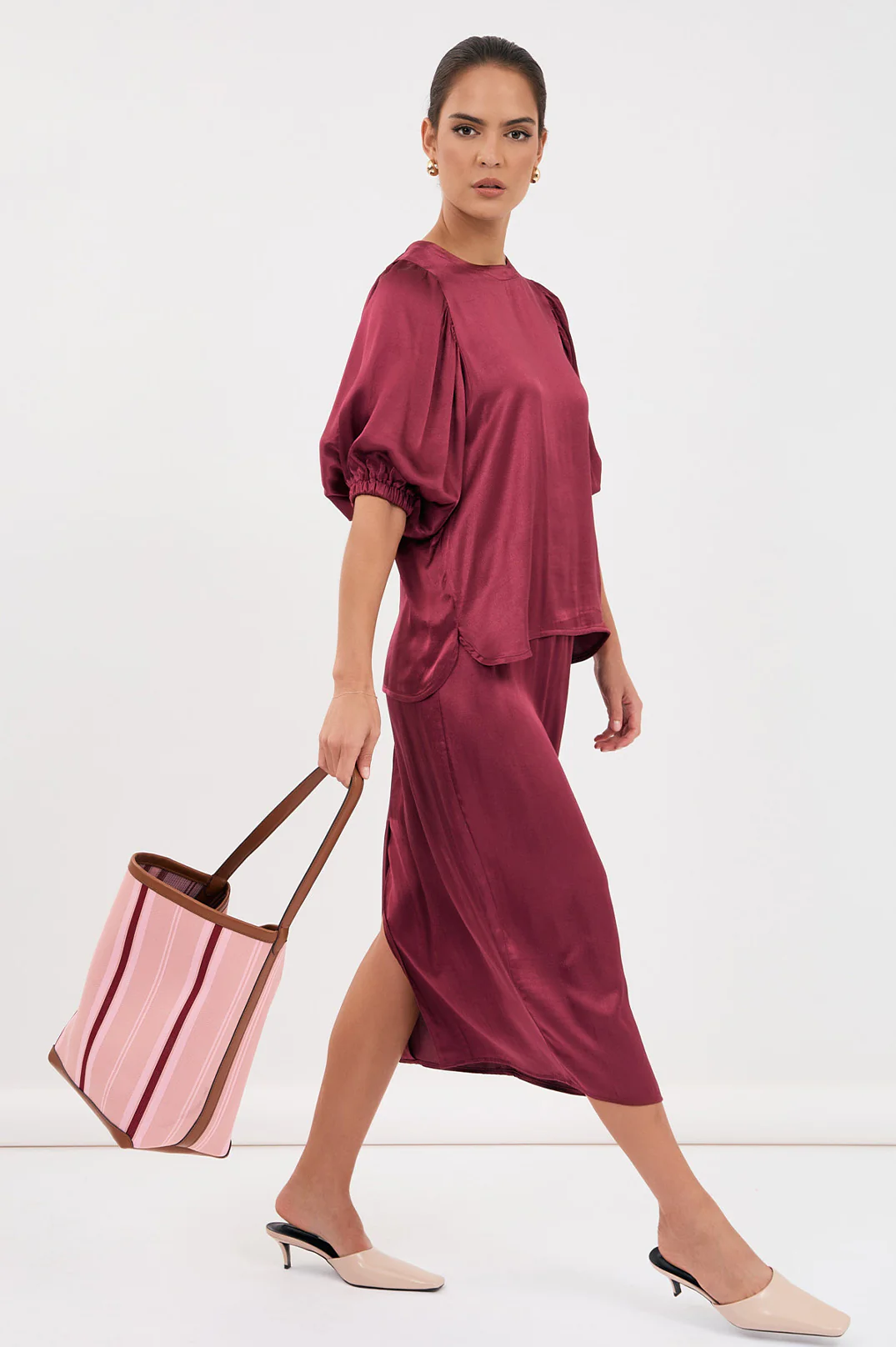 Brook Satin Skirt (Burgundy) - Image 4
