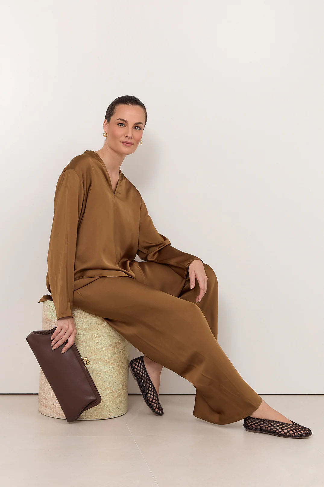 Cairo Bias Cut Pant (Toffee) - Image 3