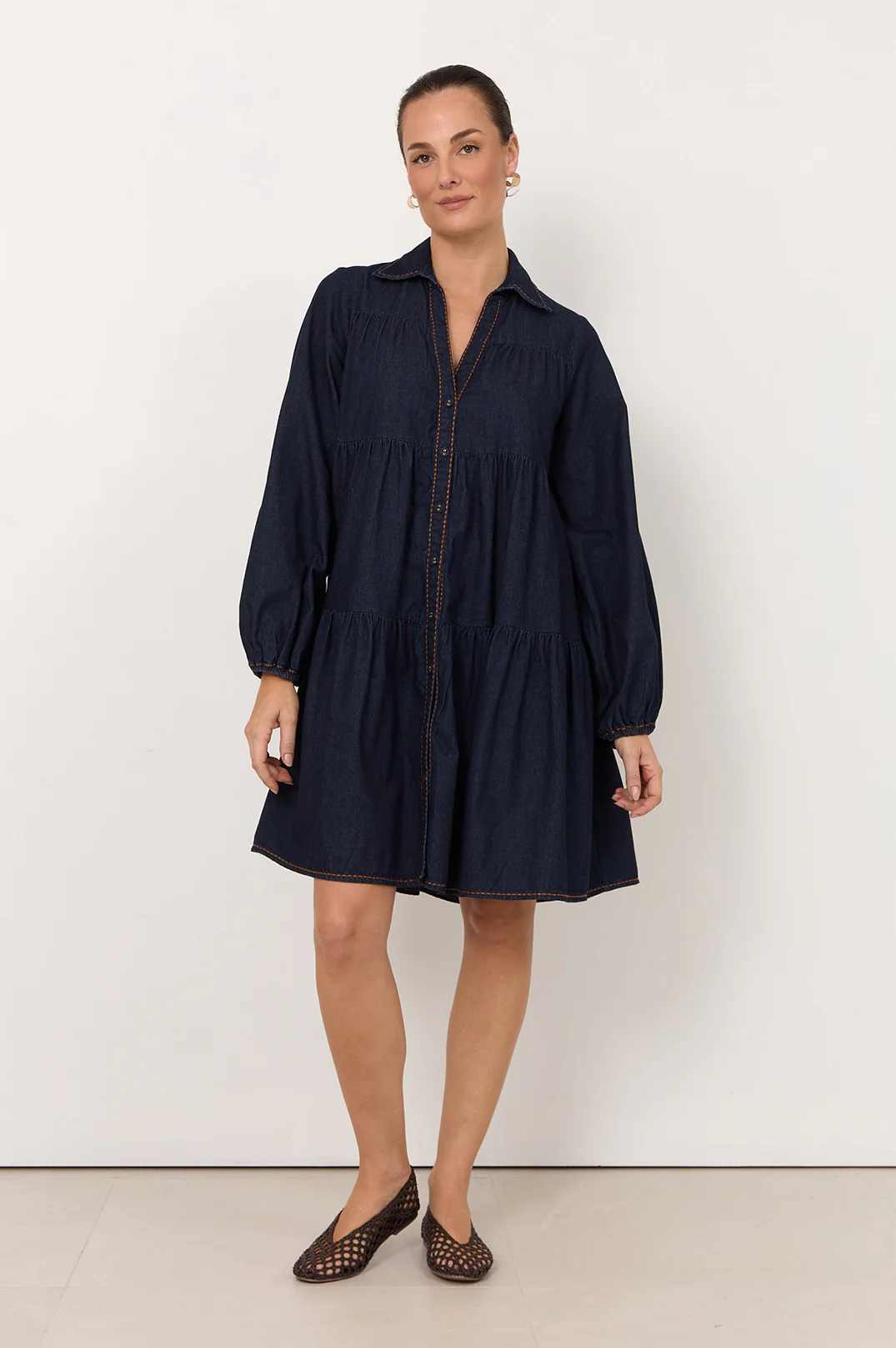 Calli Lightweight Denim Short Dress (Dark Denim) - Image 3