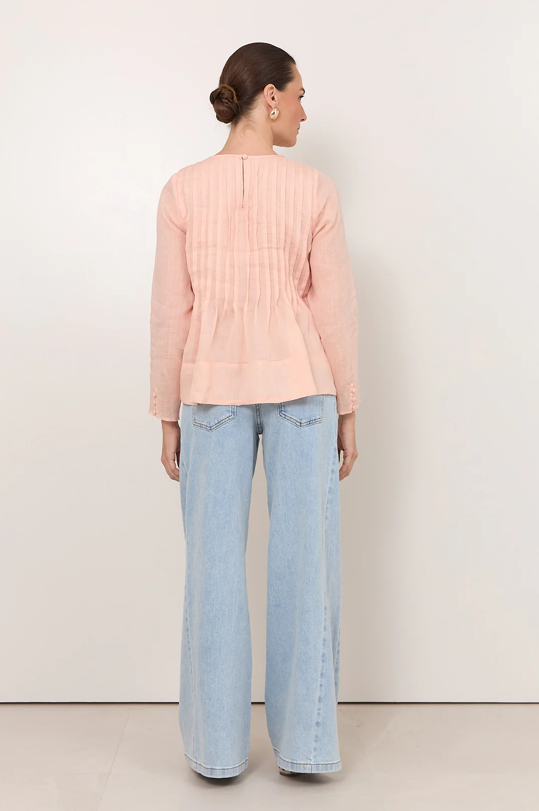 Camille Long Sleeve Pleated Top (Blush) - Image 5