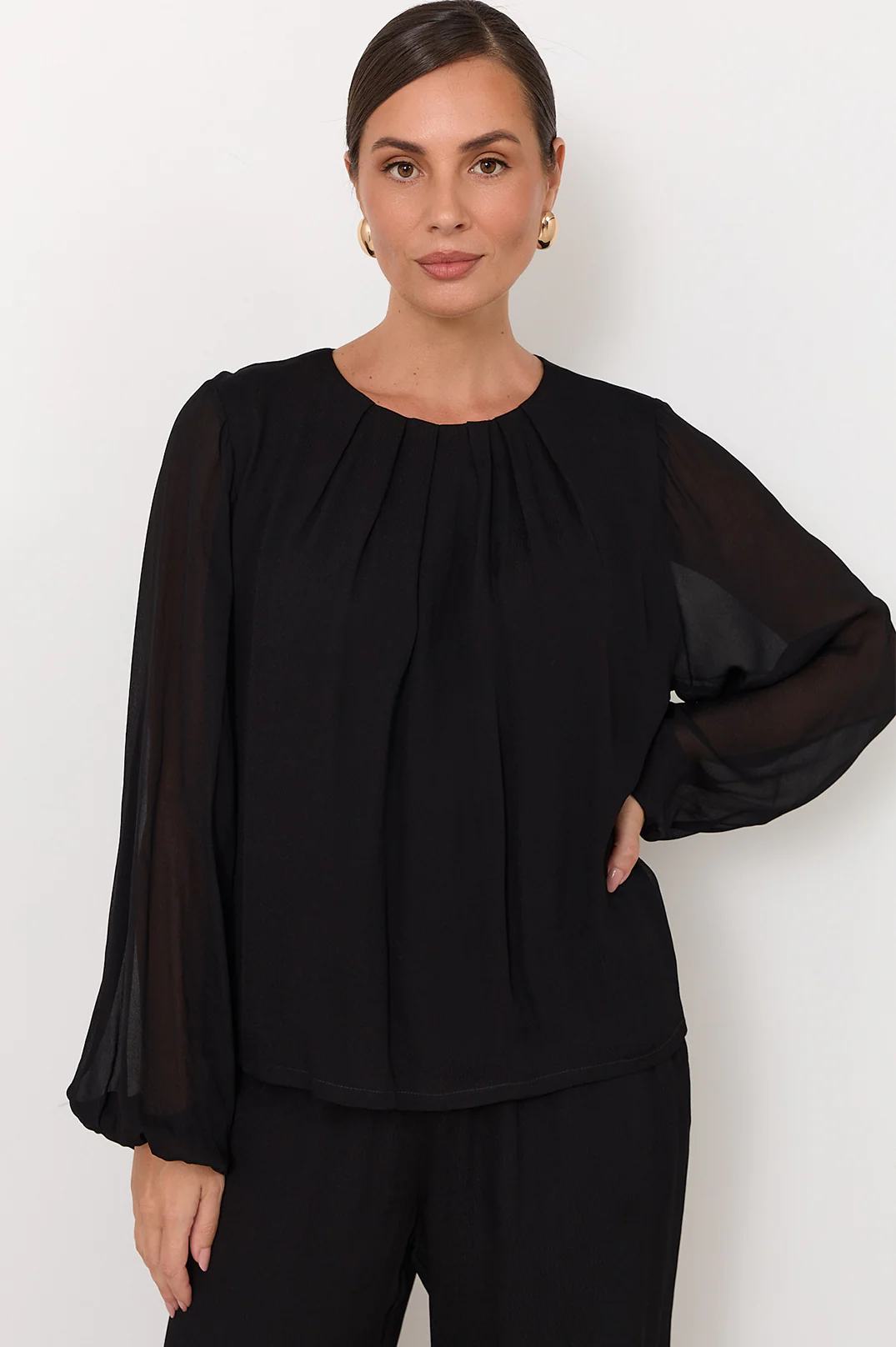 Candice Long Sleeve Top (Black) - Image 3
