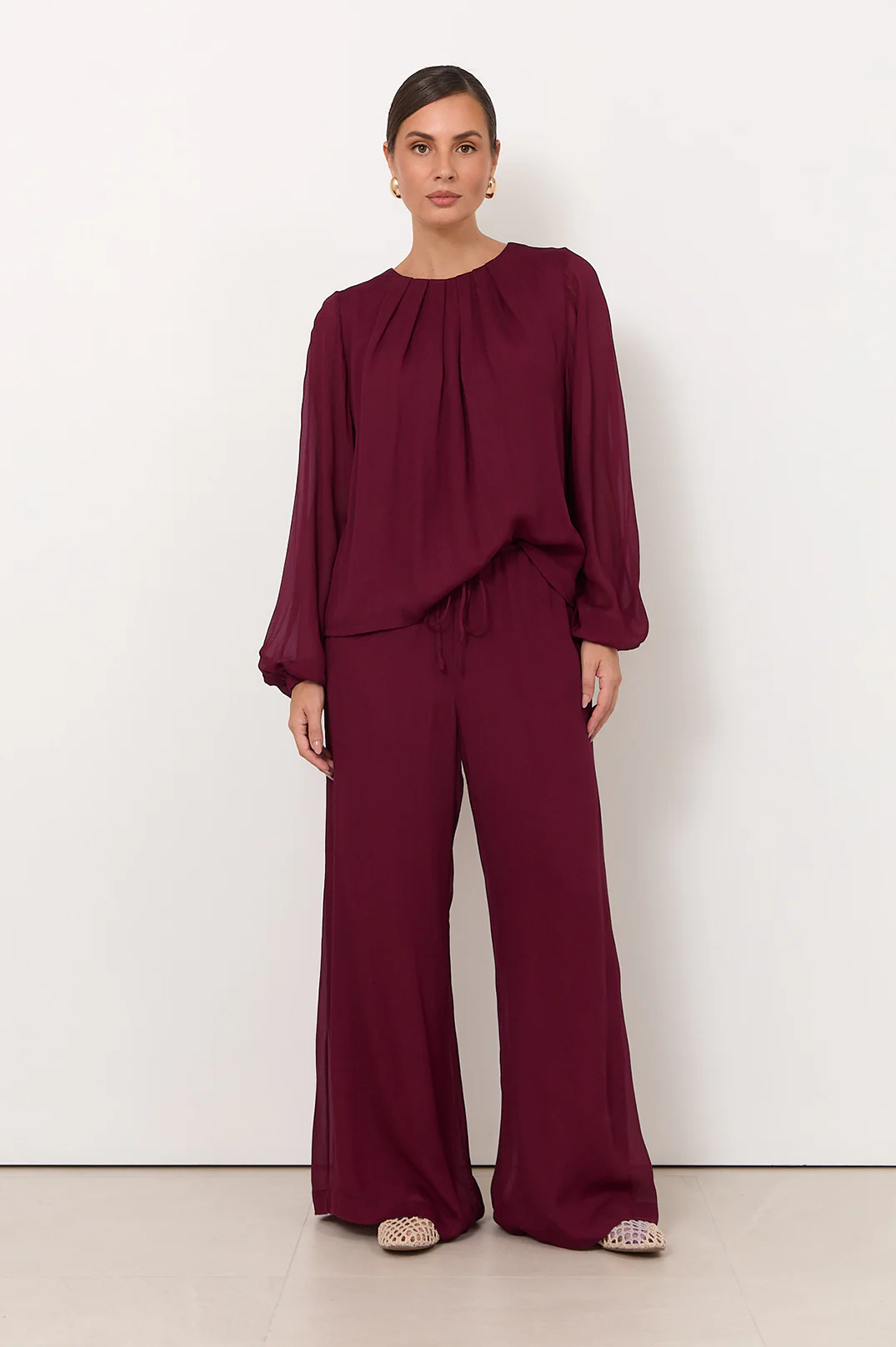Candice Long Sleeve Top (Wine) - Image 3