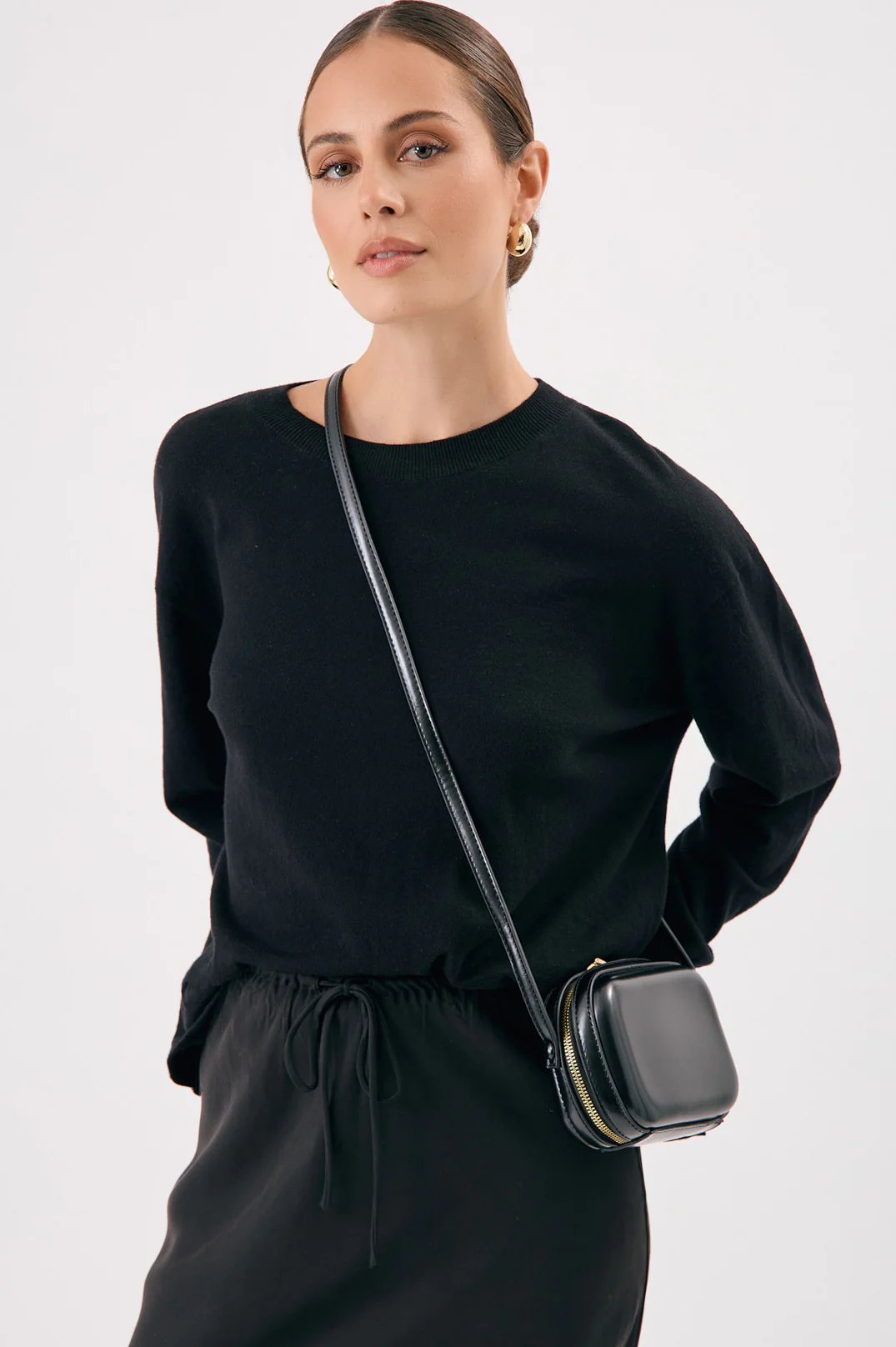 Cara Curved Camera Crossbody Bag (Chocolate) - Image 3