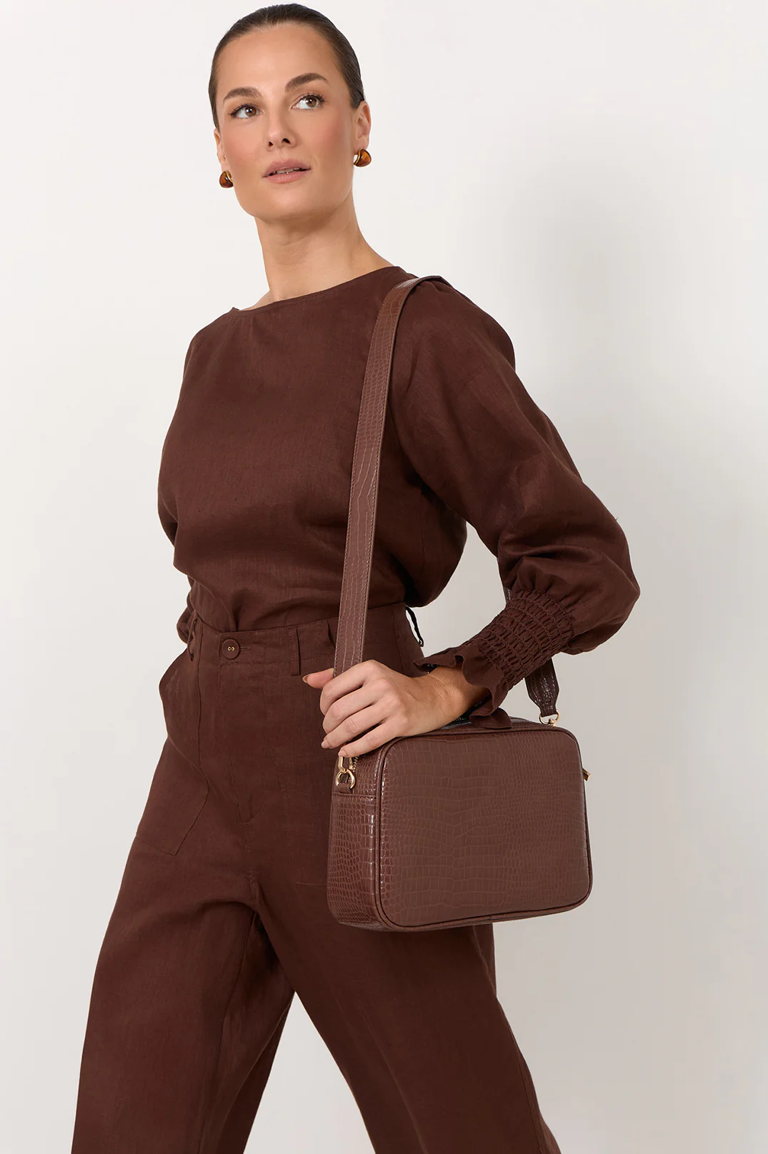 Charli Croc Camera Bag (Chocolate) - Image 2