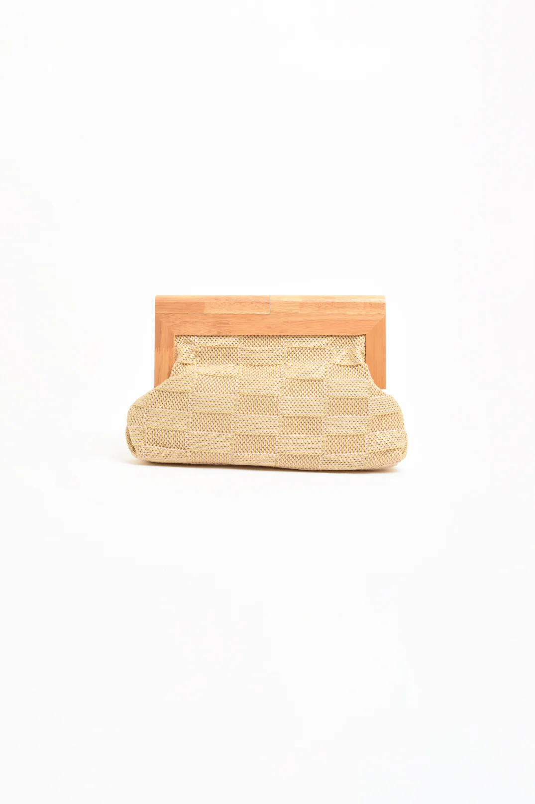 Check Weave Timber Frame Clutch (Natural)