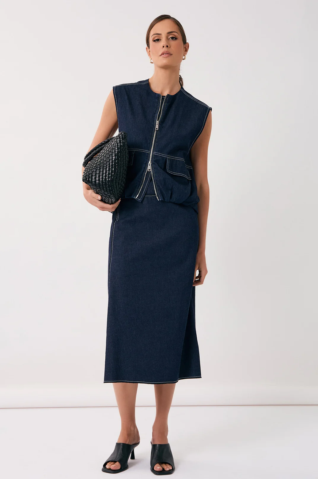 Cindy Zip Front Vest (Denim) - Image 3