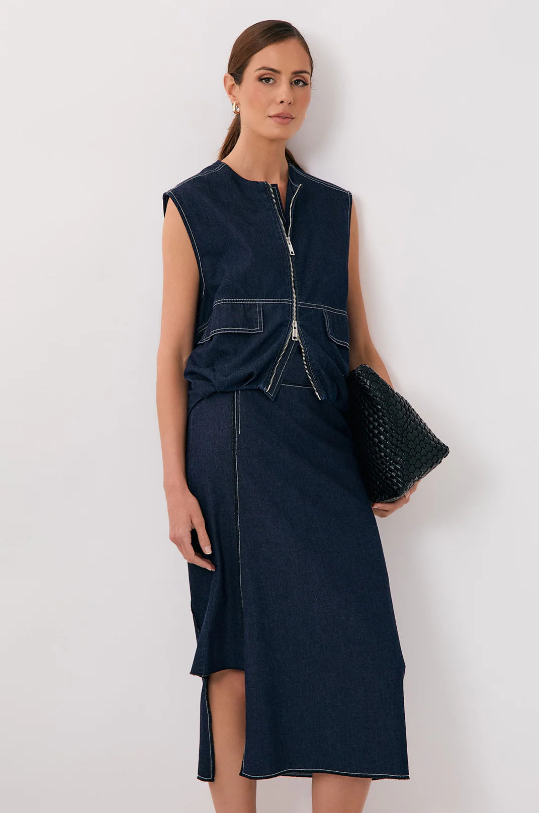 Cindy Zip Front Vest (Denim) - Image 5