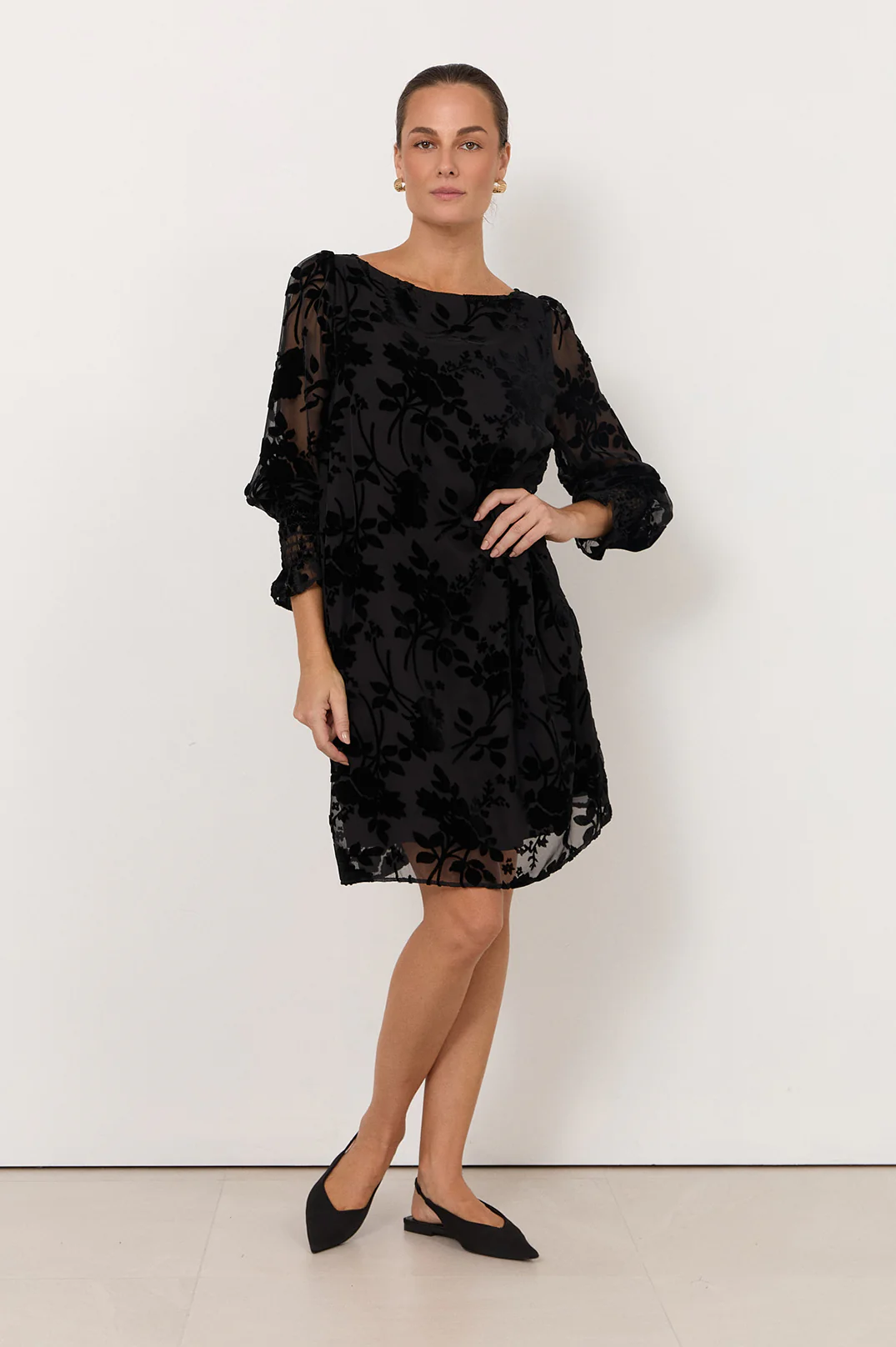 Clover Burnout Short Dress (Black) - Image 3