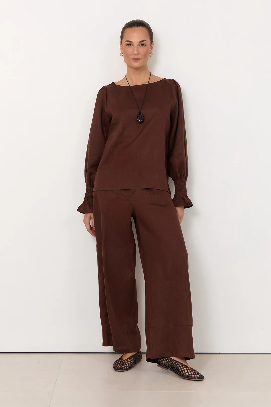 Clover Linen Top (Chocolate) - Image 3