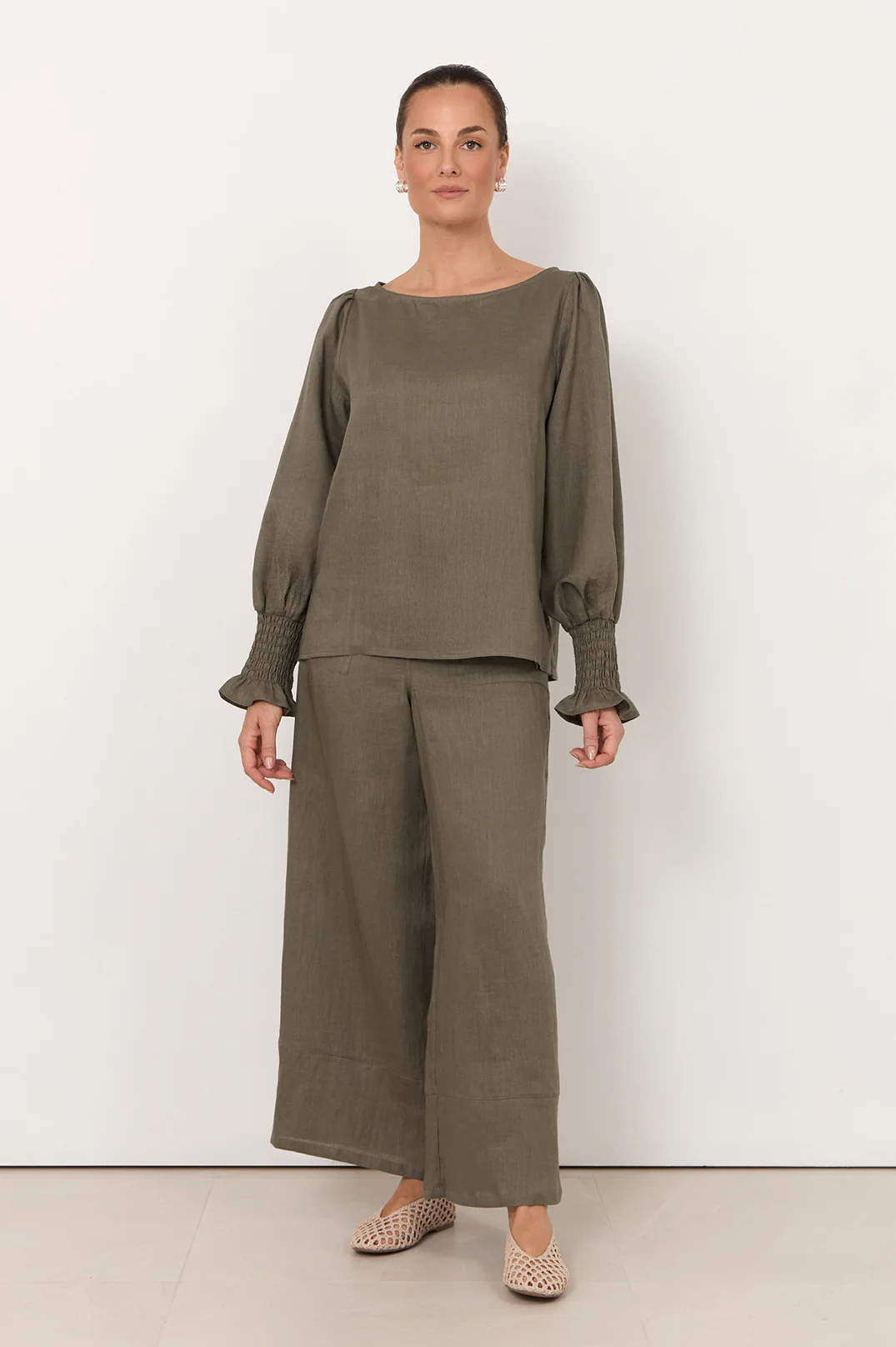 Clover Linen Top (Khaki) - Image 4