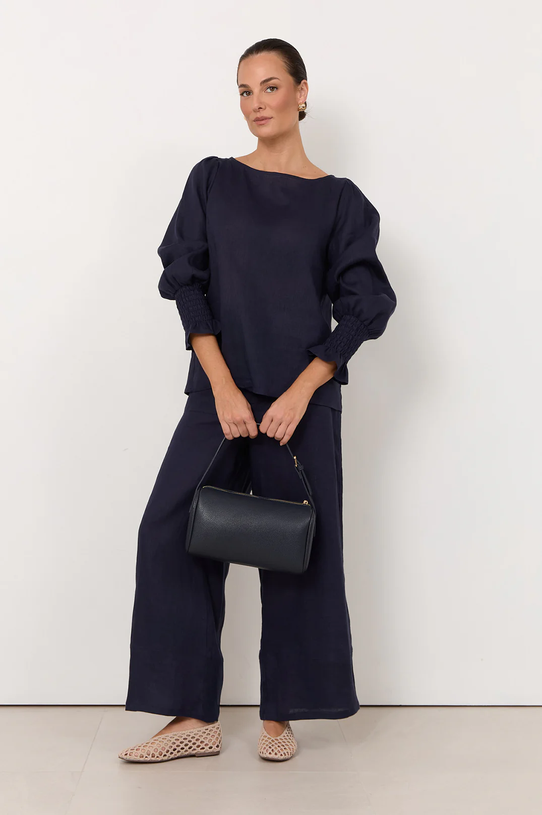 Clover Linen Top (Navy) - Image 3