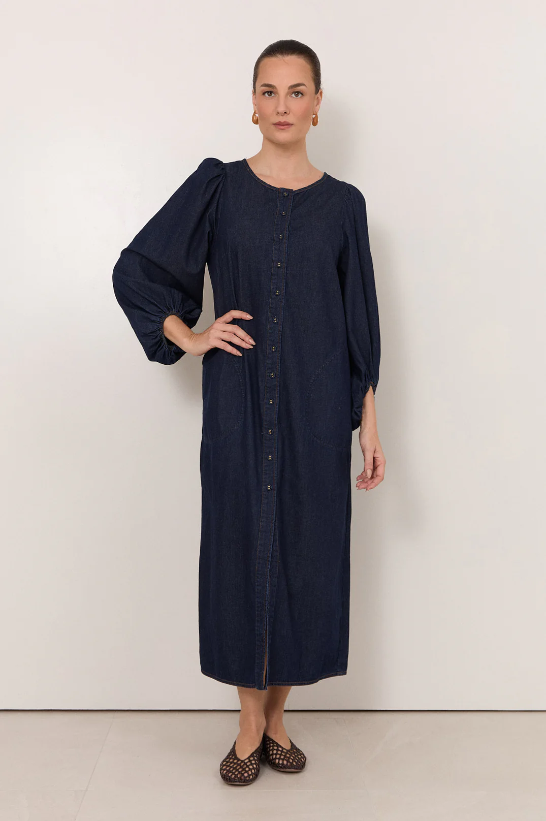 Cosima Lightweight Denim Midi Dress (Denim) - Image 3