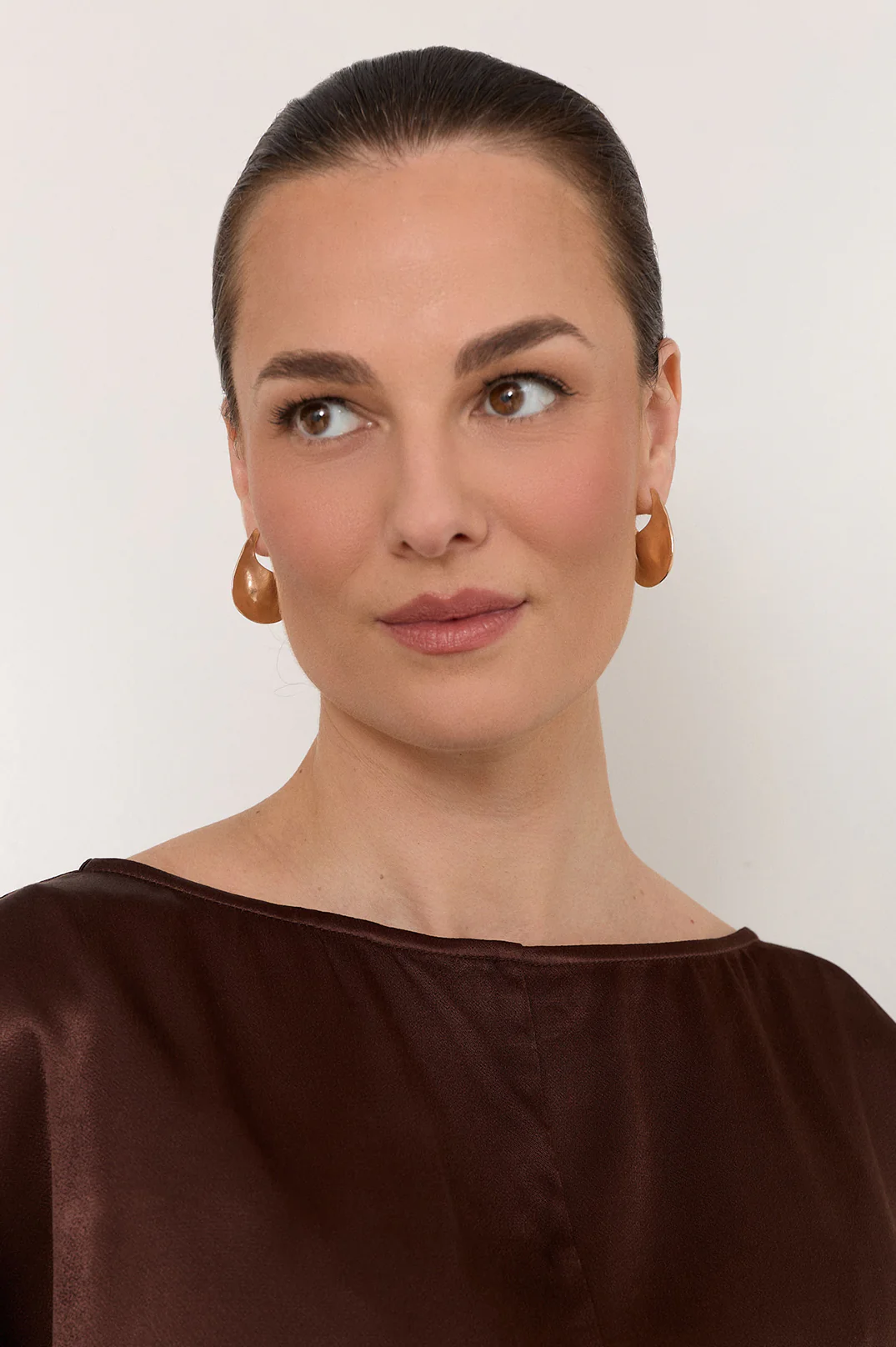 Curved Front Hoop Style Earrings (Gold) - Image 3