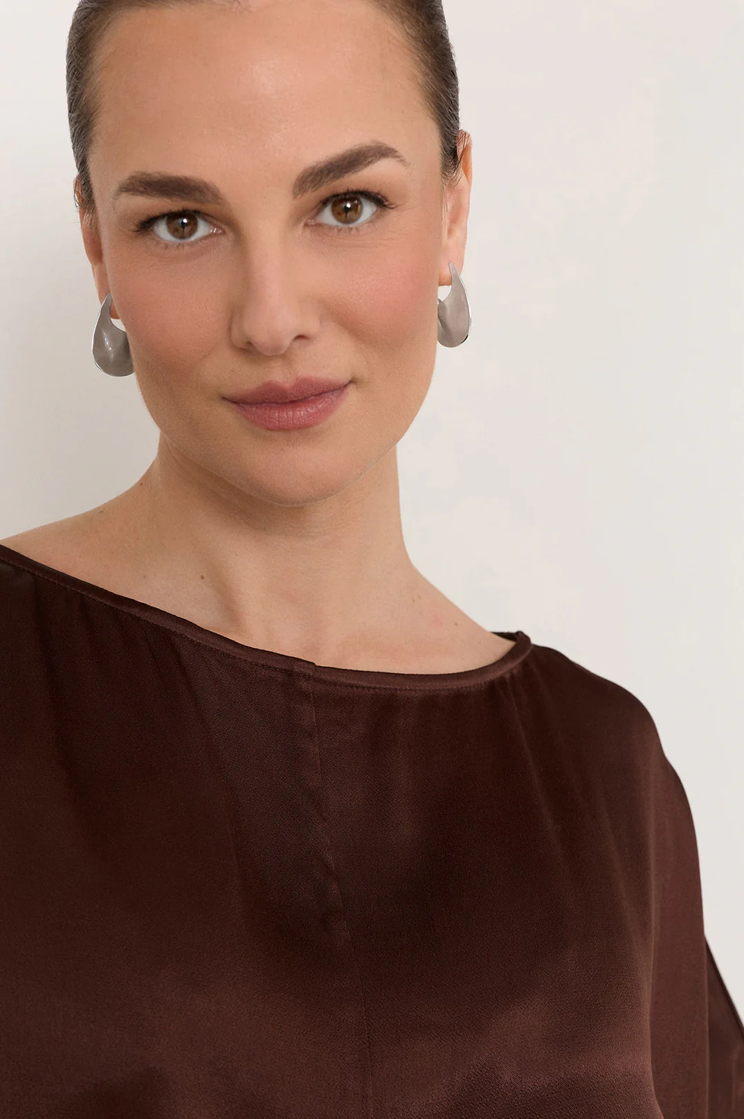 Curved Front Hoop Style Earrings (Silver)