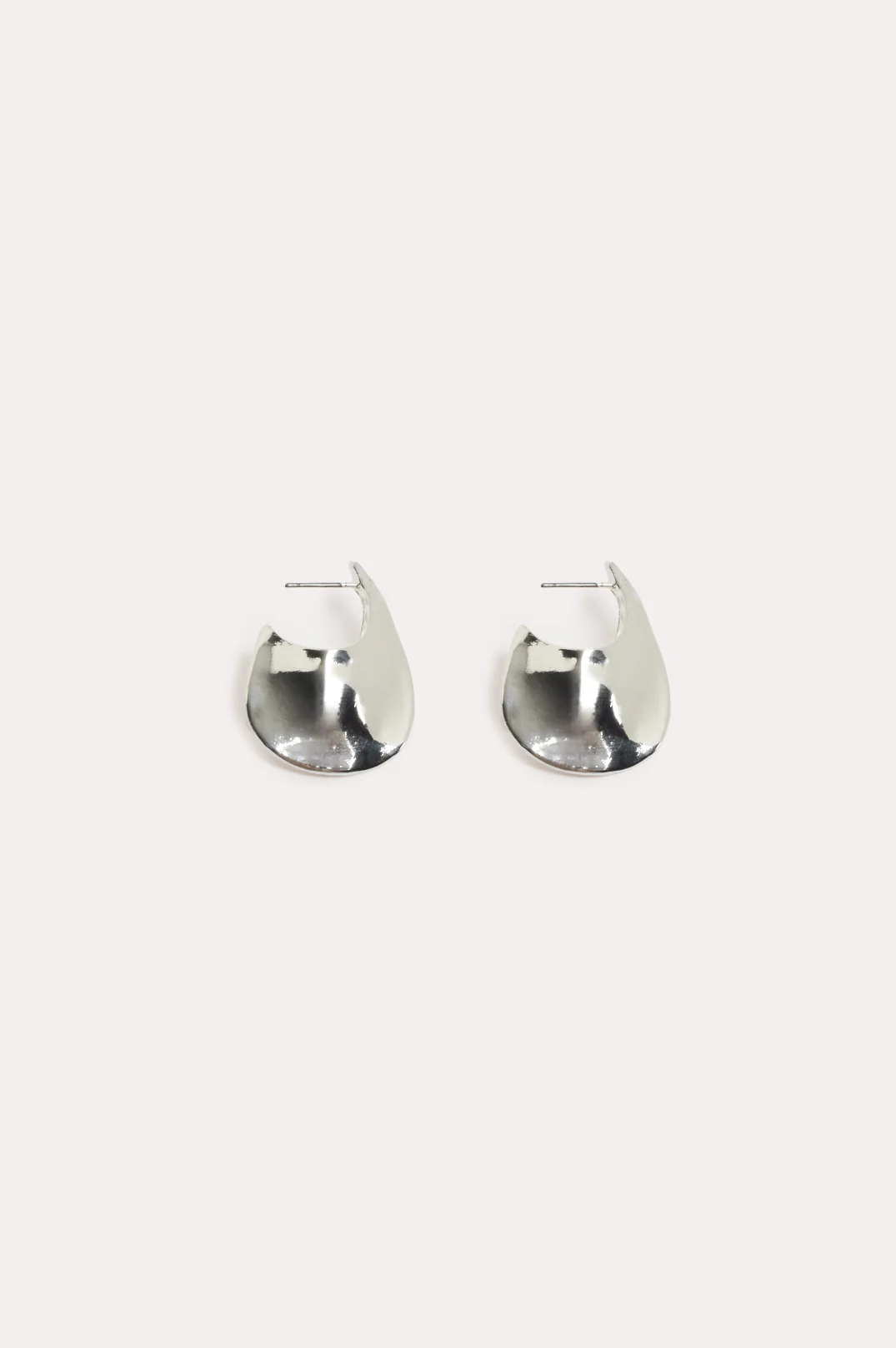 Curved Front Hoop Style Earrings (Silver) - Image 2