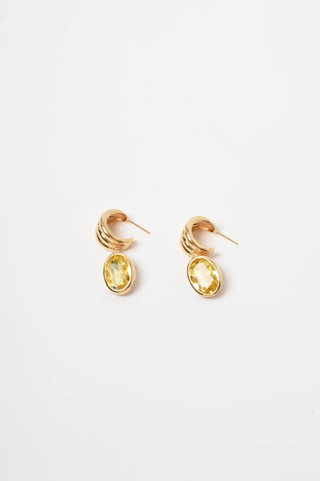Curved Front Oval Drop Earrings (Lemon)